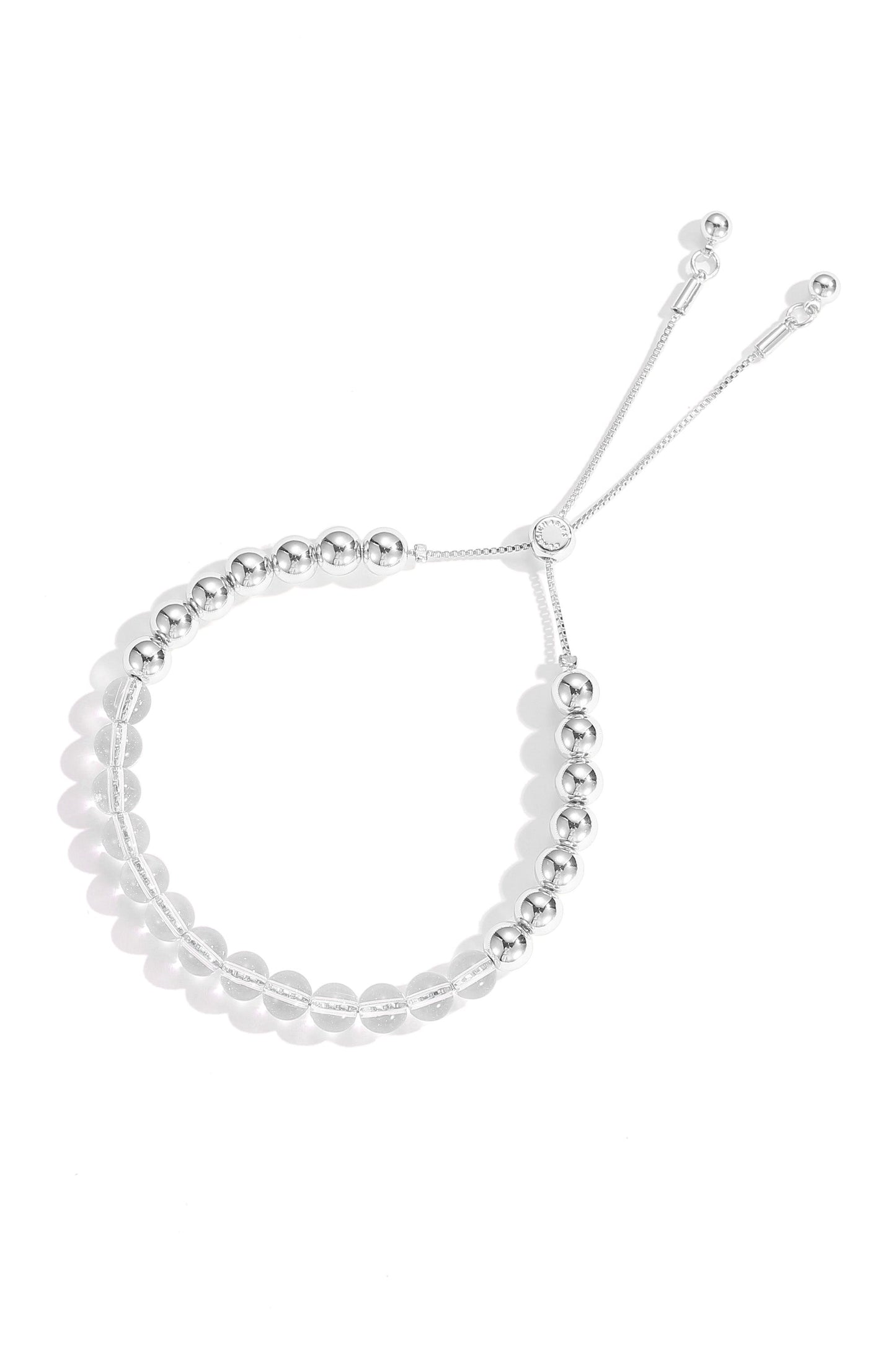 FrostLily Clear Crystal and Silver Bead Bracelet