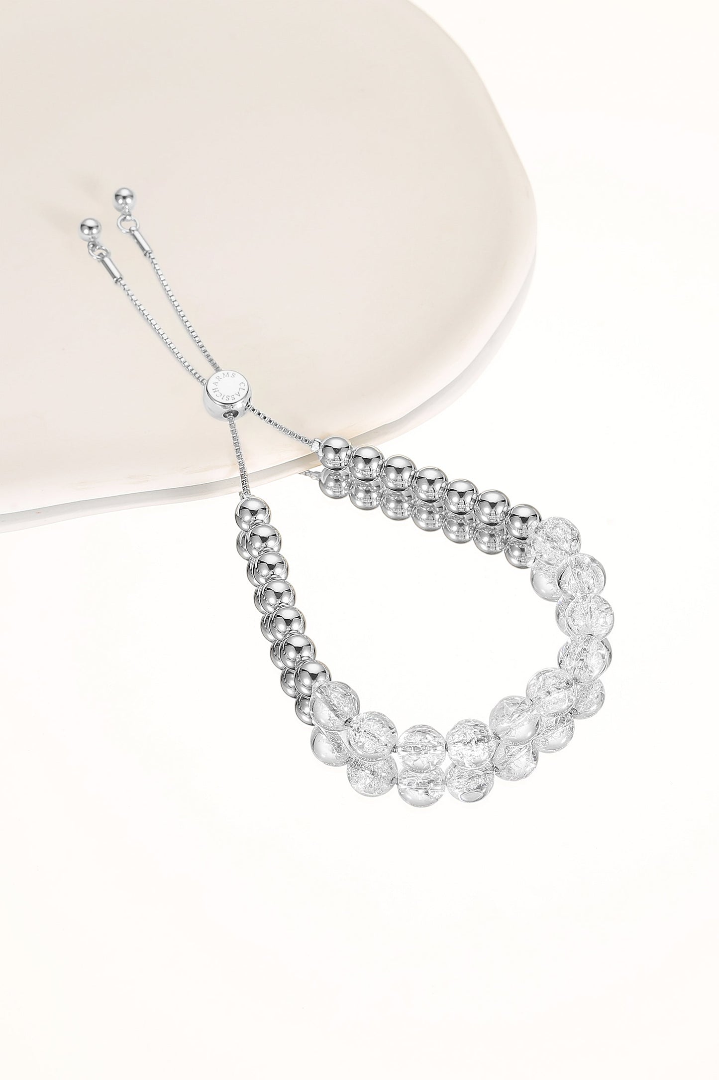 FrostLily Azeztulite Crystal and Silver Bead Bracelet