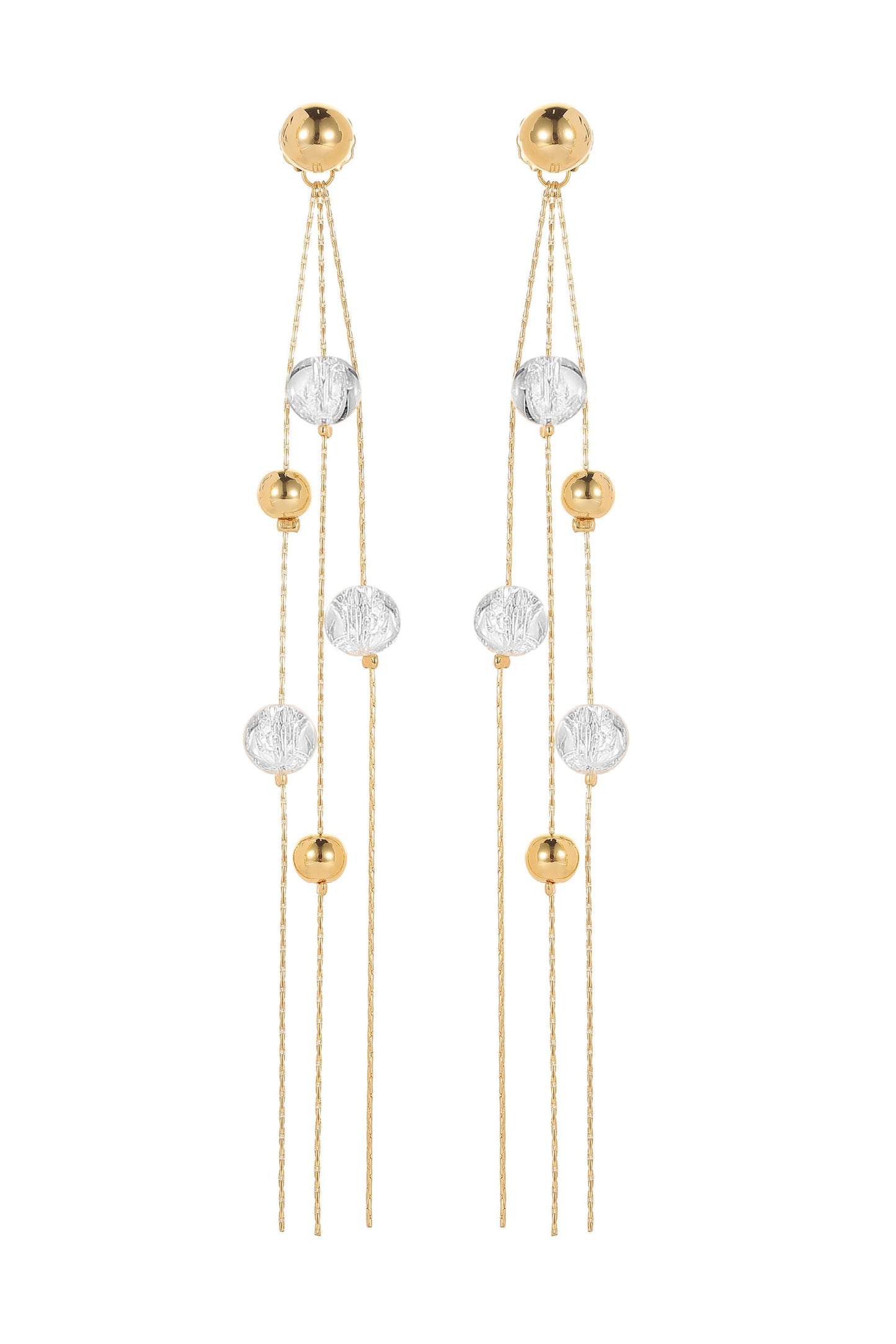 FrostLily Azeztulite Crystal and Gold Bead Drop Earrings