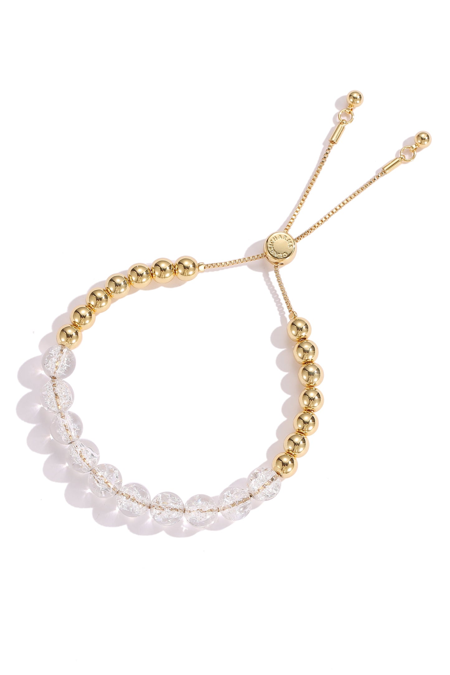FrostLily Azeztulite Crystal and Gold Bead Bracelet