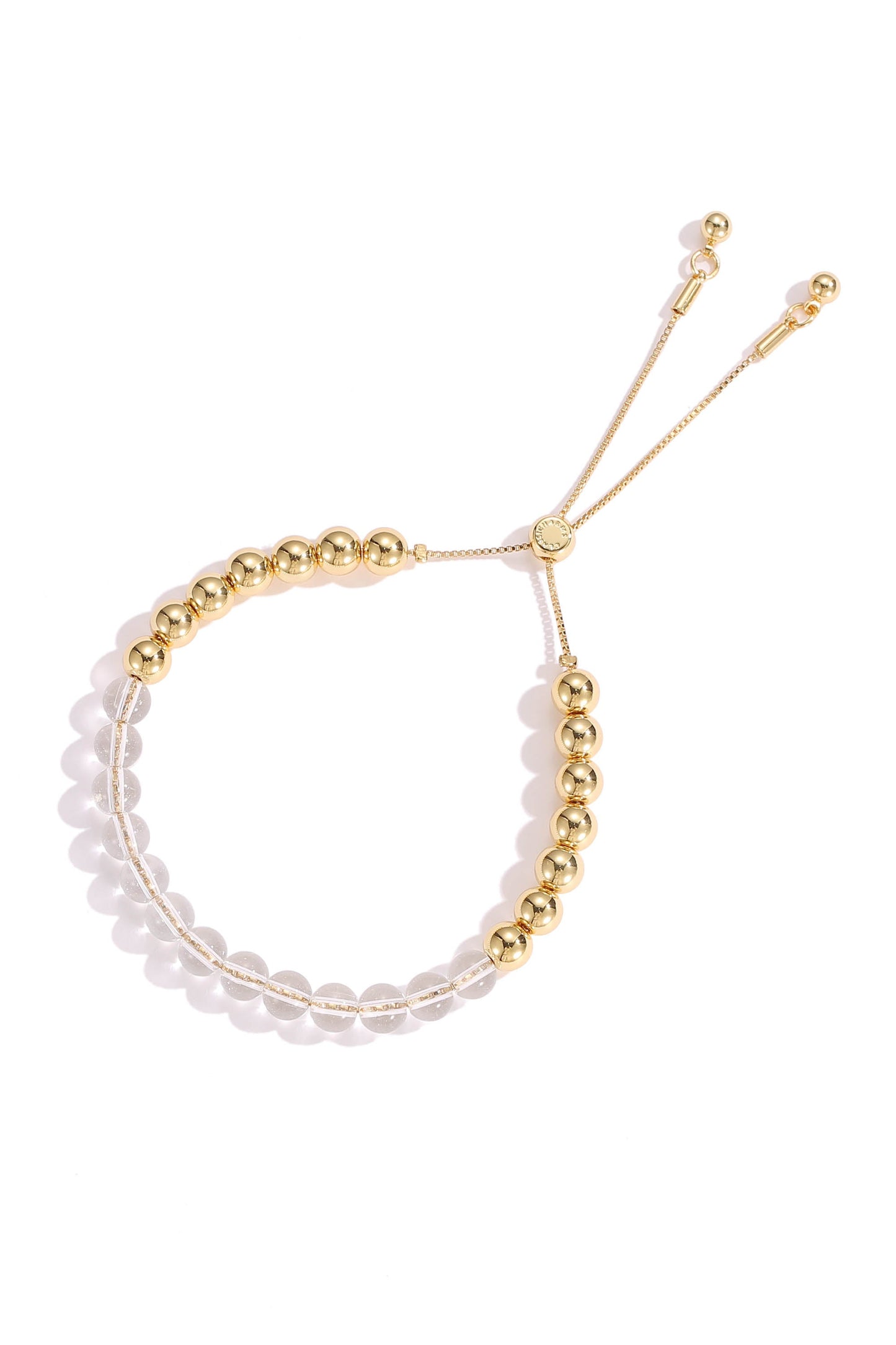 FrostLily Clear Crystal and Gold Bead Bracelet
