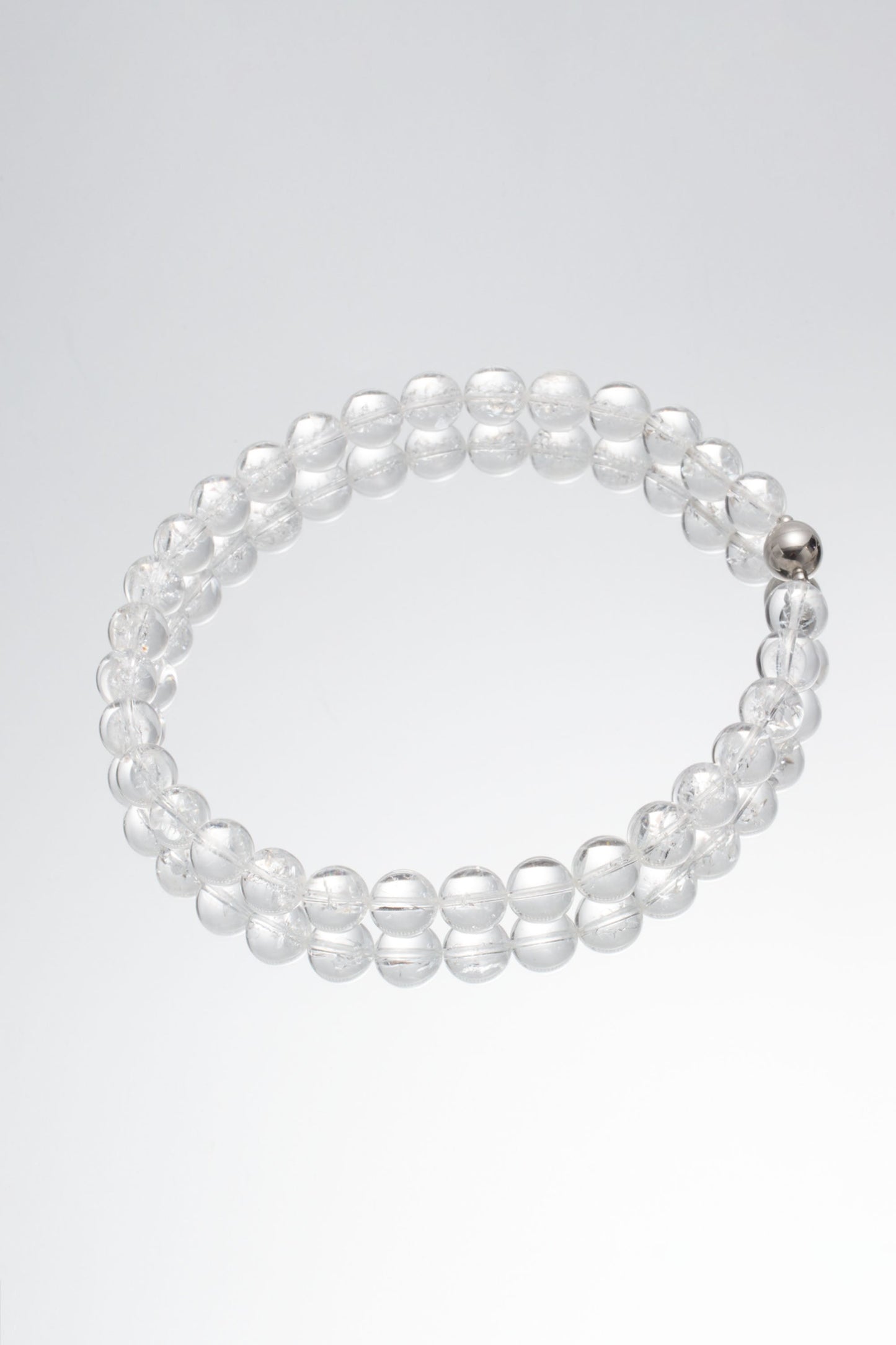 Frostnova Azeztulite Clear Phantom Large Crystal Sphere Necklace-Silver 14mm