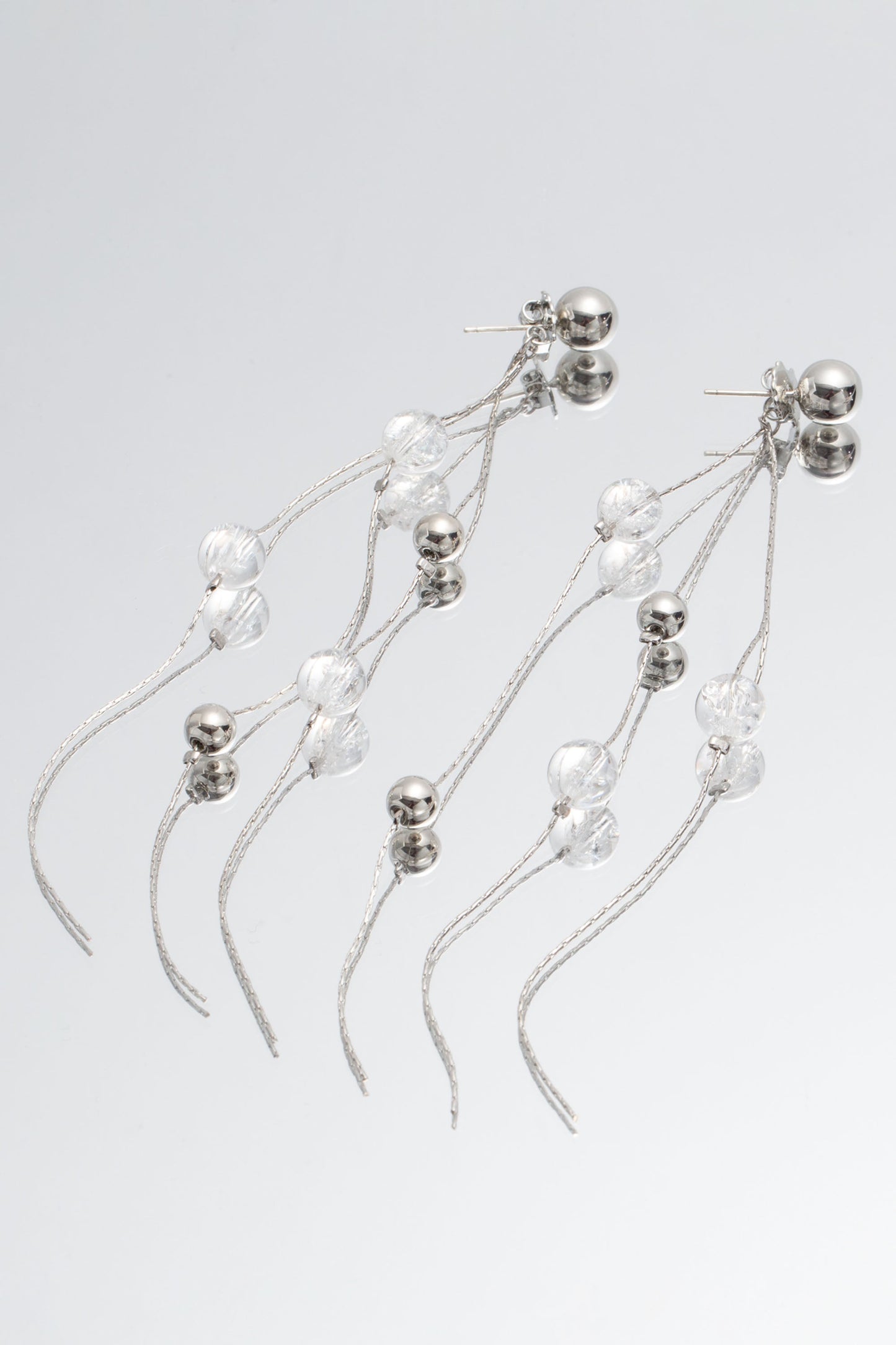 FrostLily Azeztulite Crystal and Silver Bead Drop Earrings