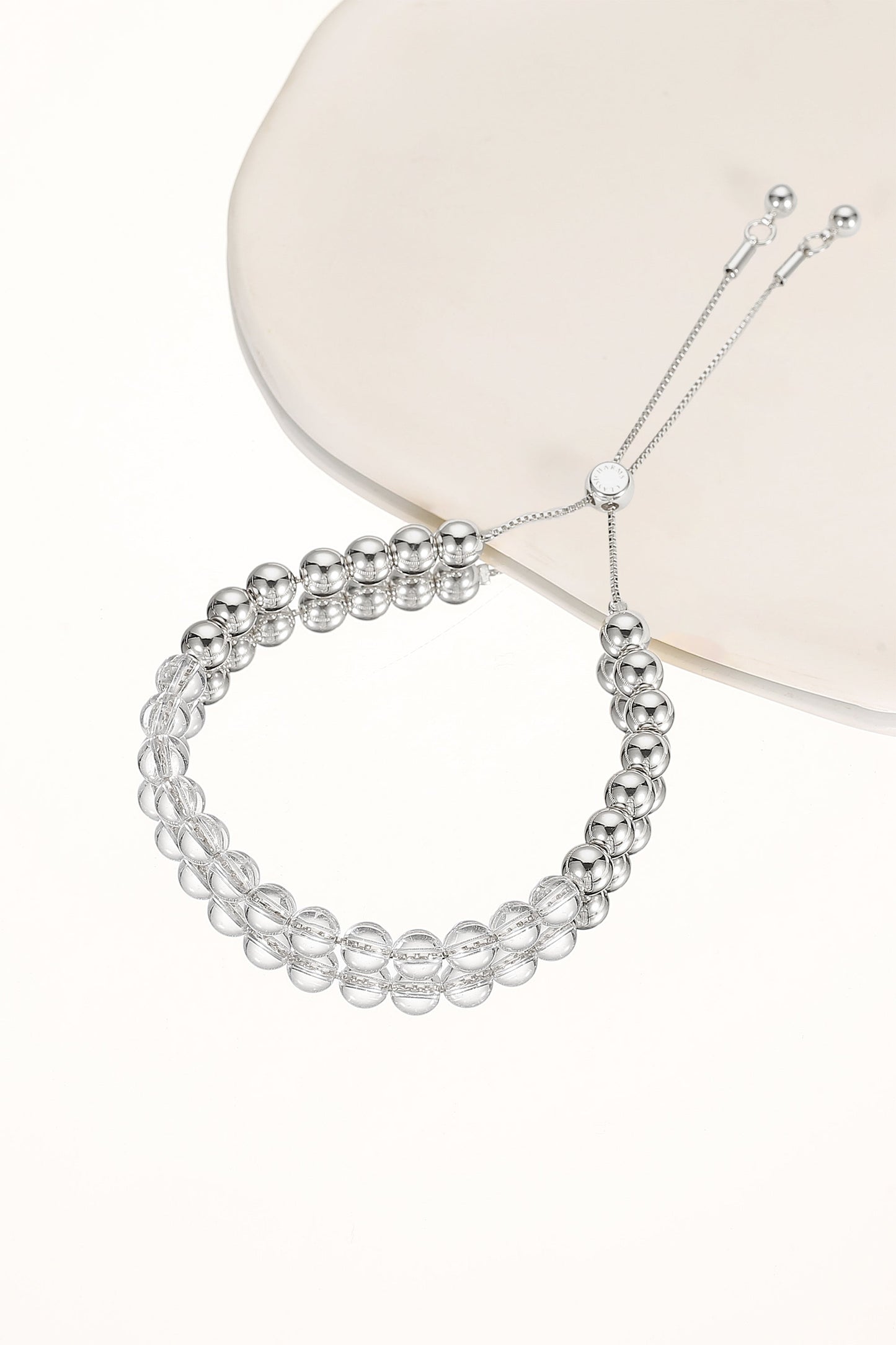 FrostLily Clear Crystal and Silver Bead Bracelet