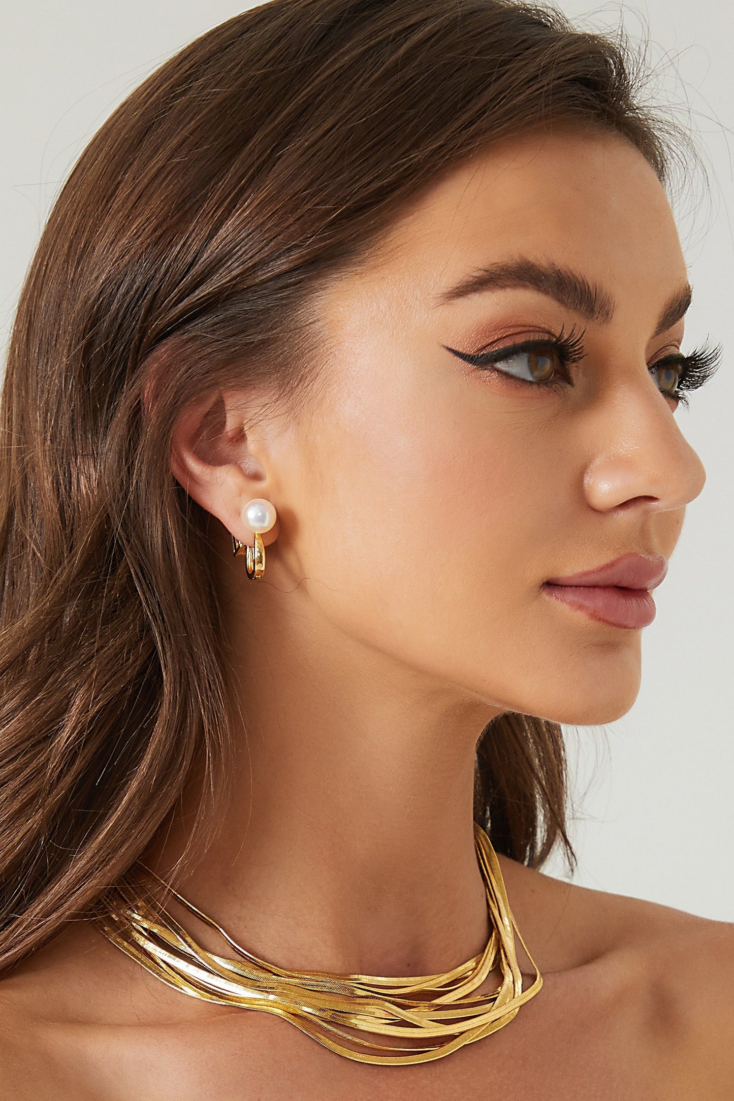 Gold Pearl Zirconia Multi-wear Earrings