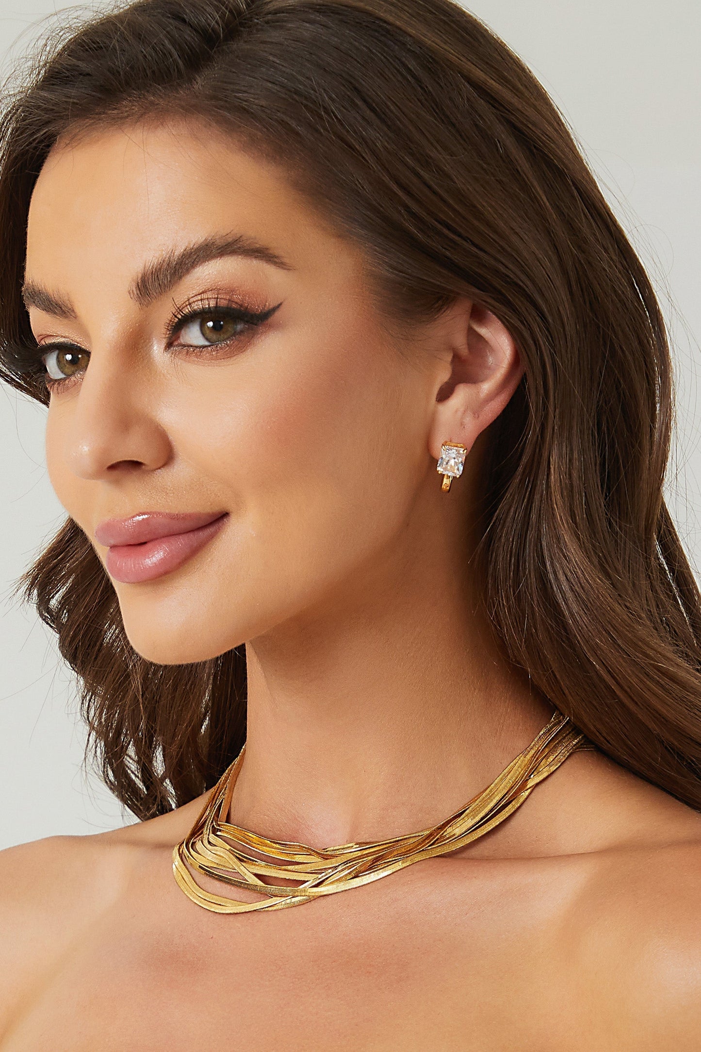 Gold Pearl Zirconia Multi-wear Earrings