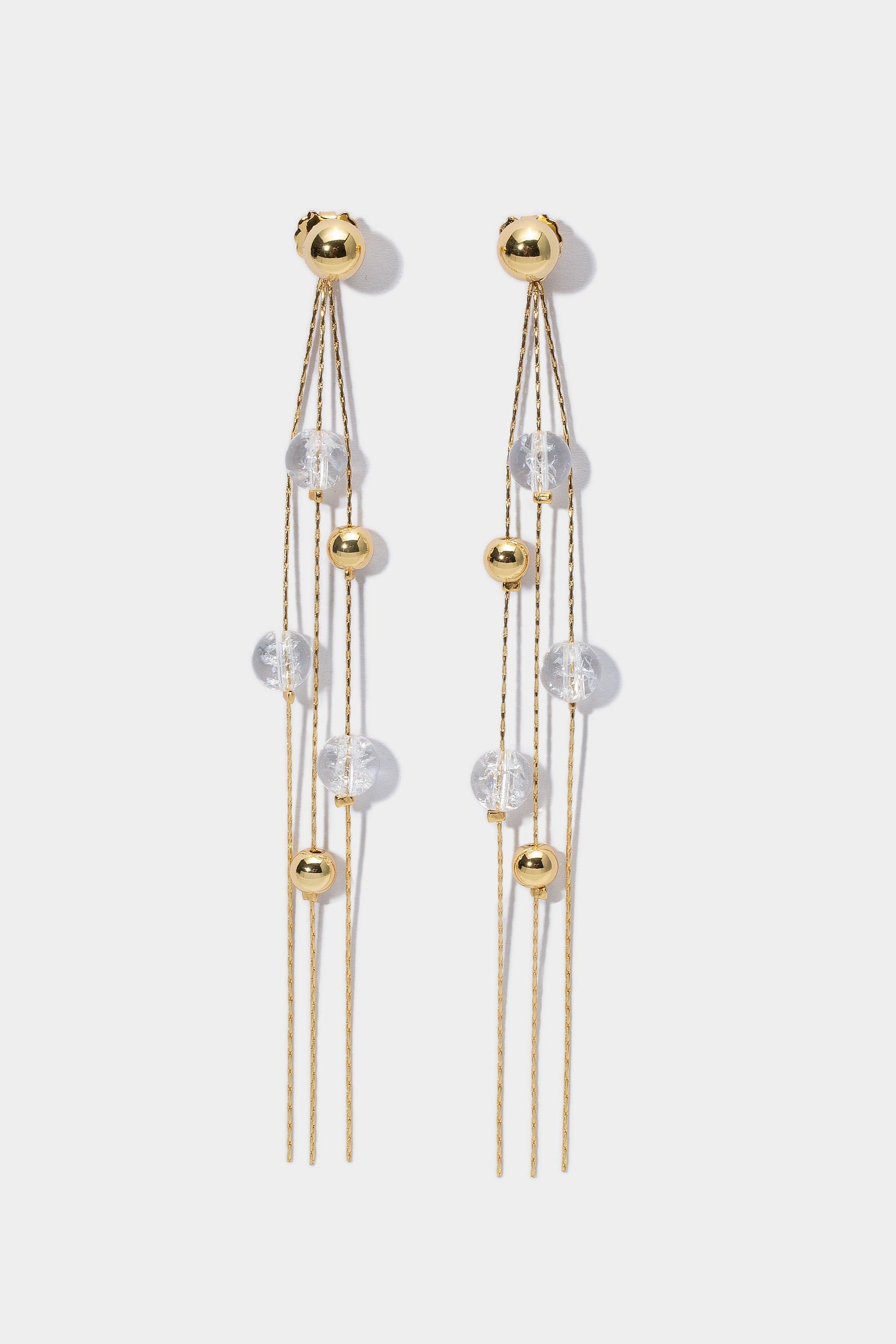 FrostLily Azeztulite Crystal and Gold Bead Drop Earrings