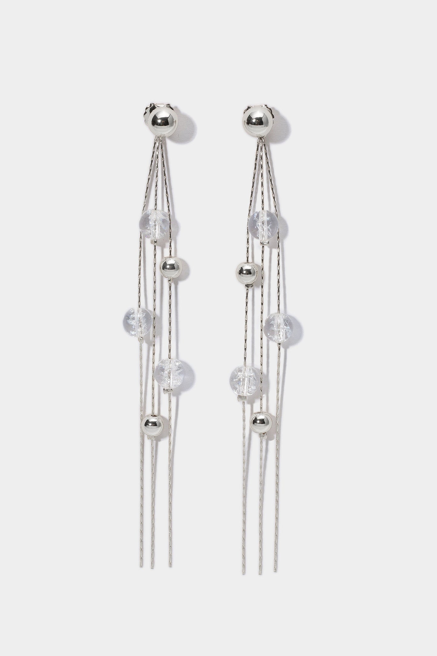 FrostLily Azeztulite Crystal and Silver Bead Drop Earrings