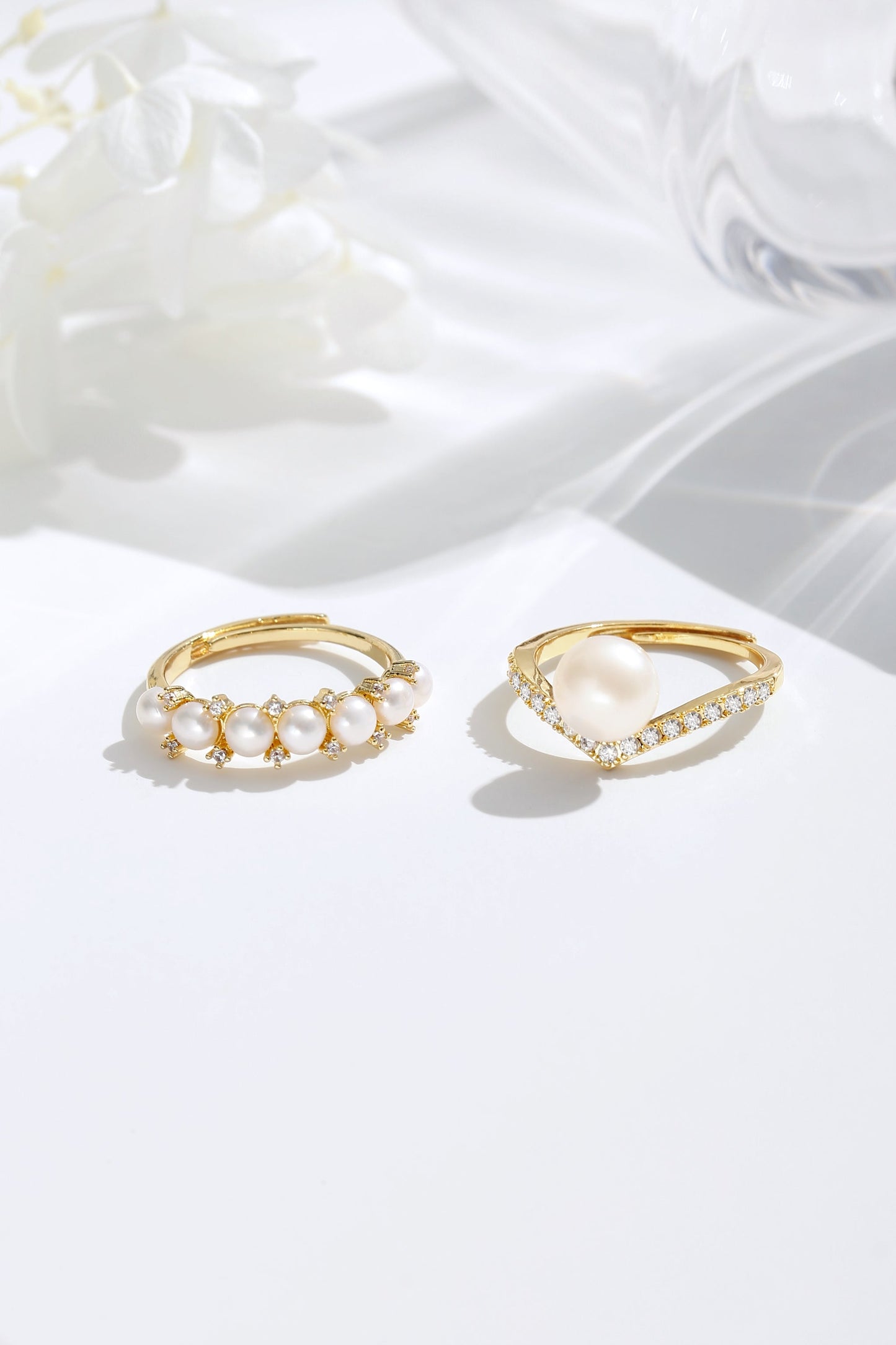 Diamond Accent Pearl Ring Set
