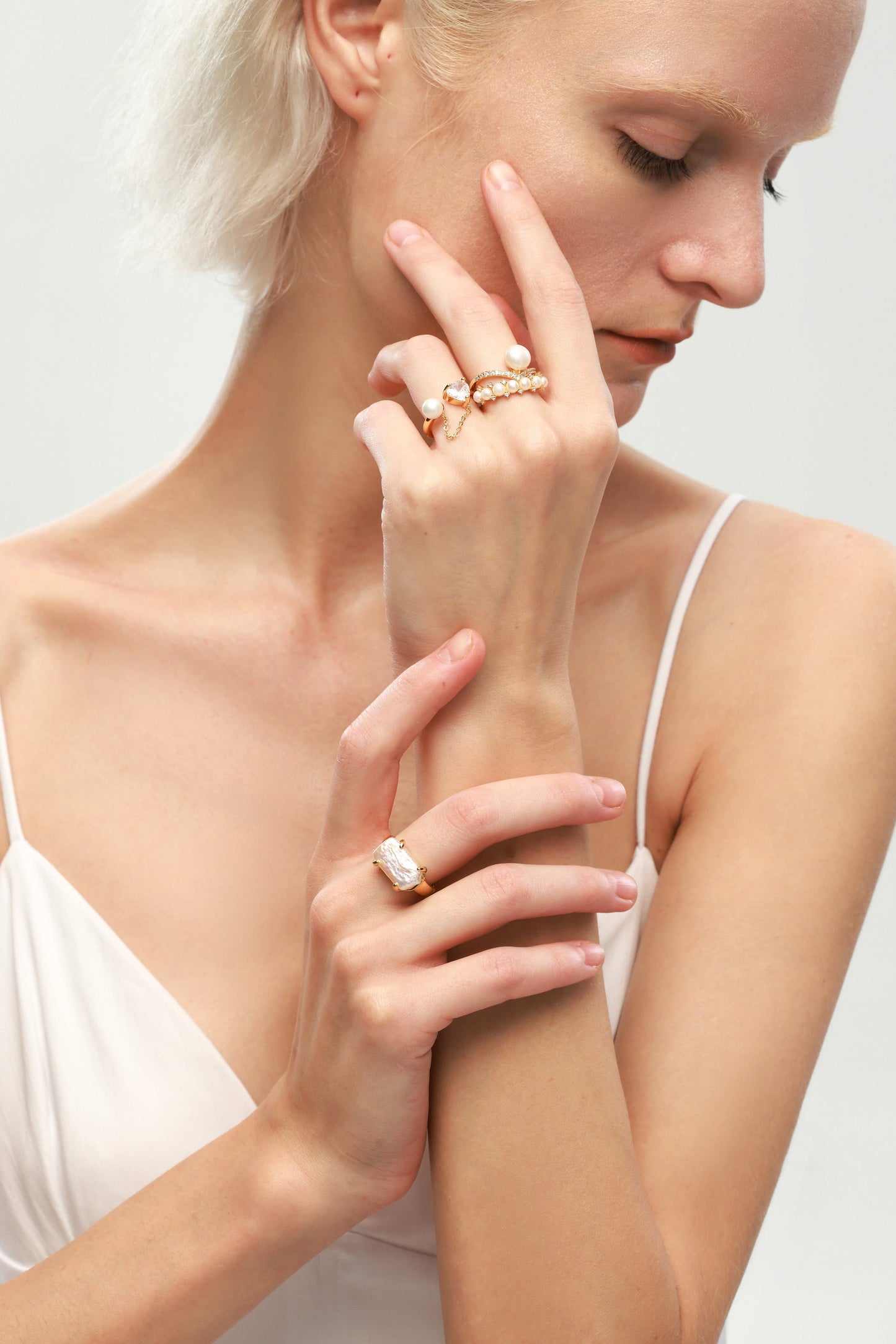 Diamond Accent Pearl Ring Set