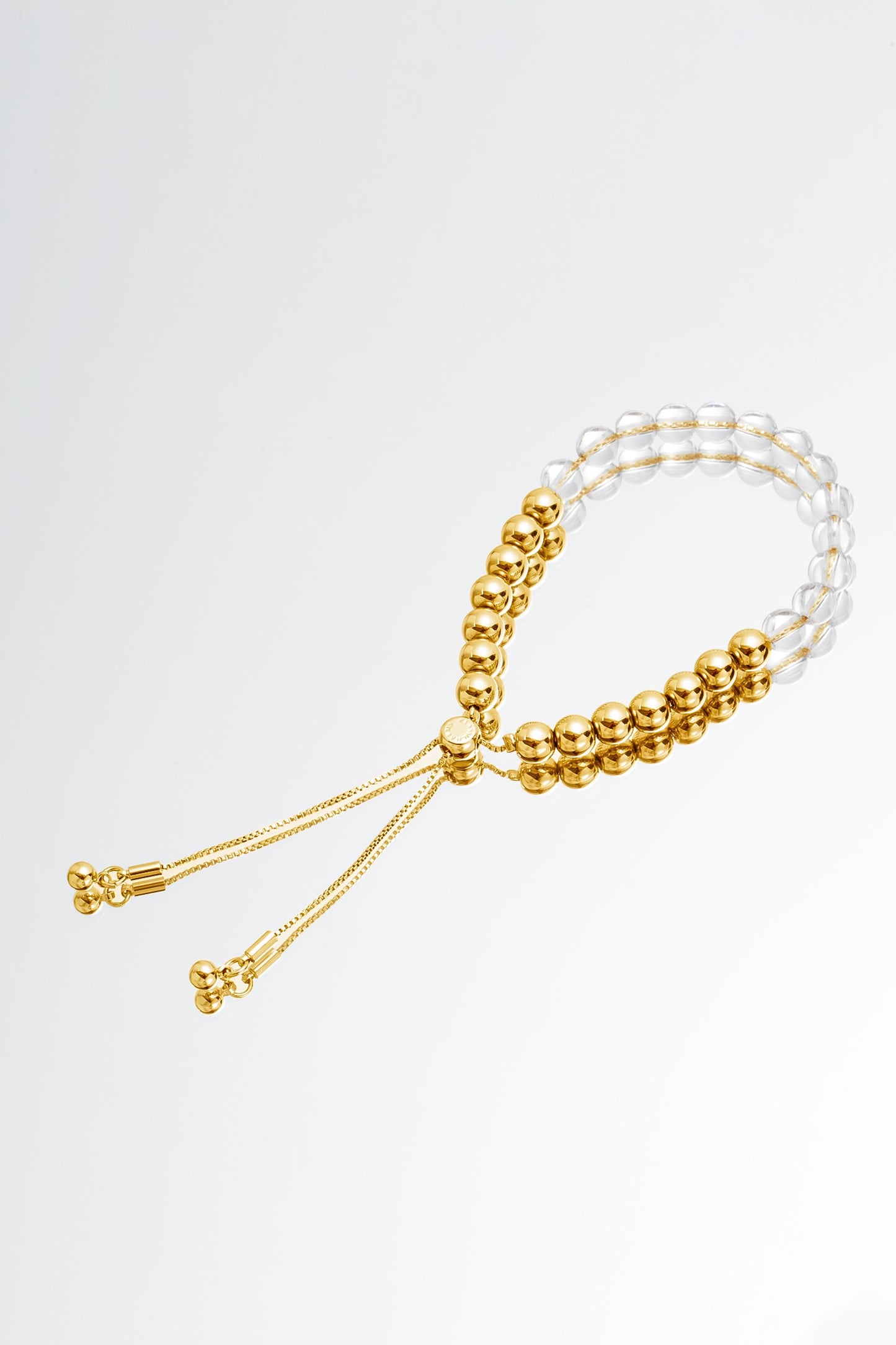 FrostLily Clear Crystal and Gold Bead Bracelet