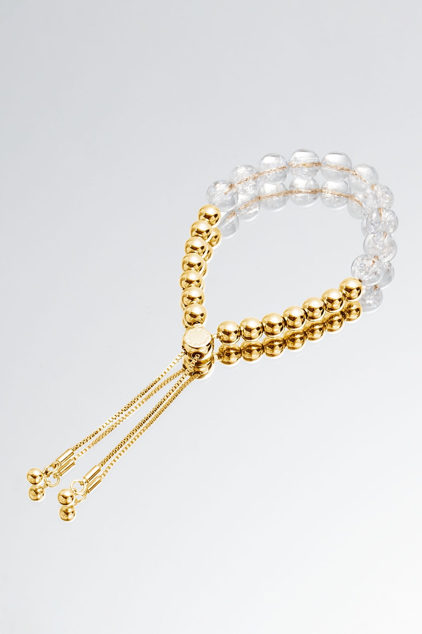 FrostLily Azeztulite Crystal and Gold Bead Bracelet