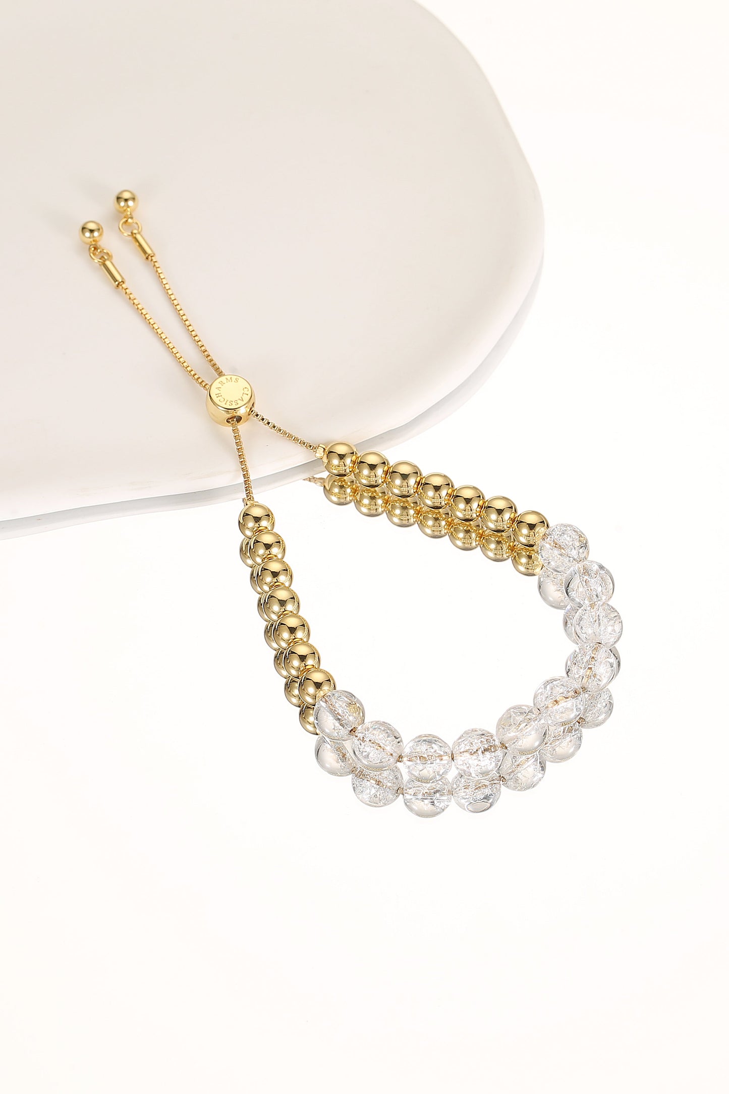 FrostLily Azeztulite Crystal and Gold Bead Bracelet