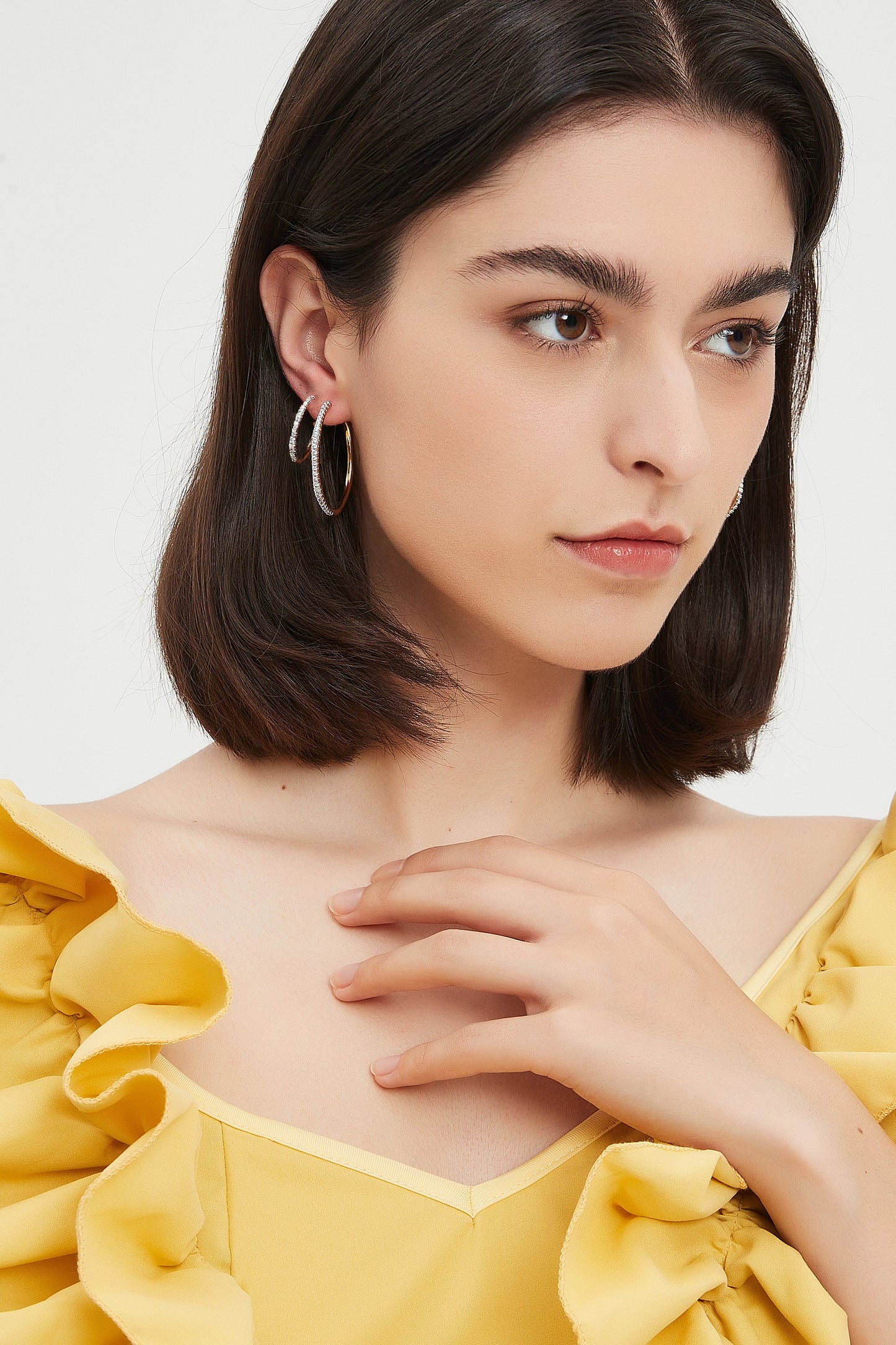 Gaia Celestial Sunburst Gold Diamond Hoop Earrings