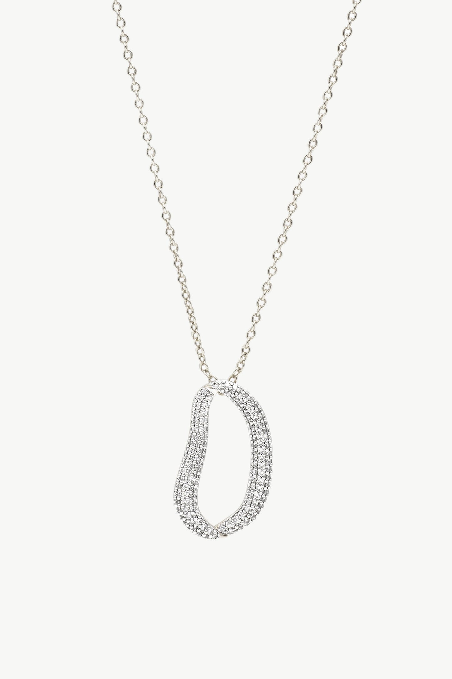 Infinity Silver Pav¨¦ Diamond Irregular Hoop Pendant Necklace