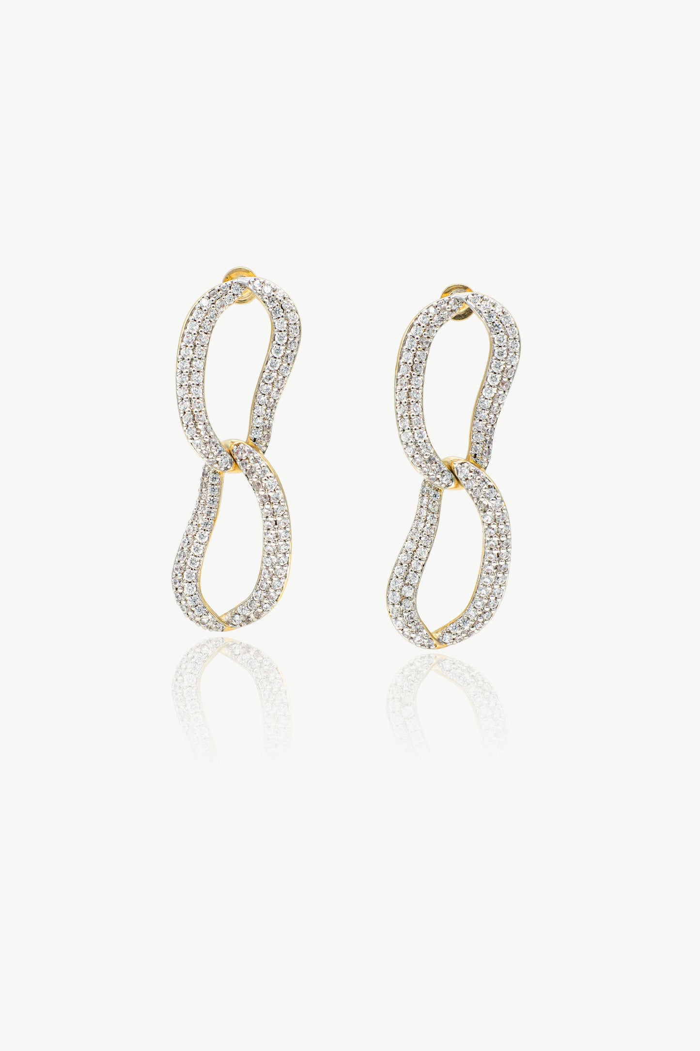 Infinity Gold Pav¨¦ Diamond Ovate Loop Hoop Earrings
