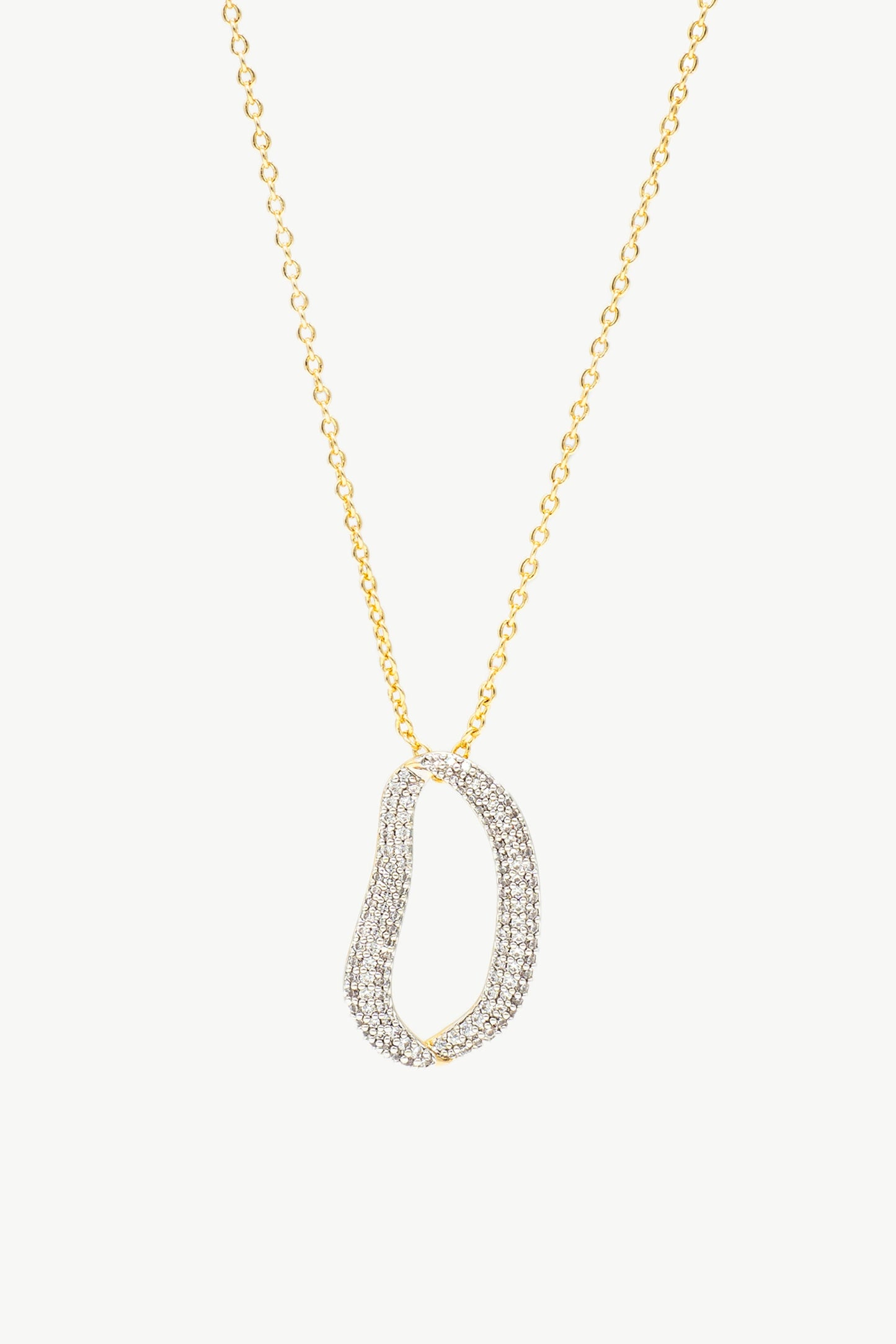 Infinity Gold Pav¨¦ Diamond Irregular Hoop Pendant Necklace