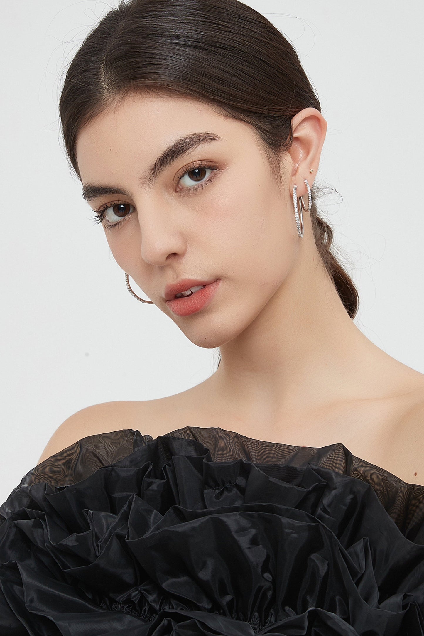 Gaia Celestial Sunburst Silver Diamond Mini Hoop Earrings