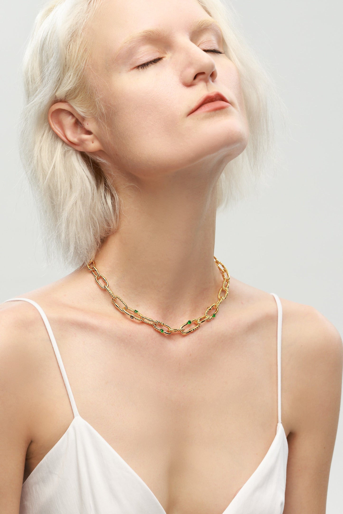 Double Colored Zirconia Gold Chain Necklace - Classicharms