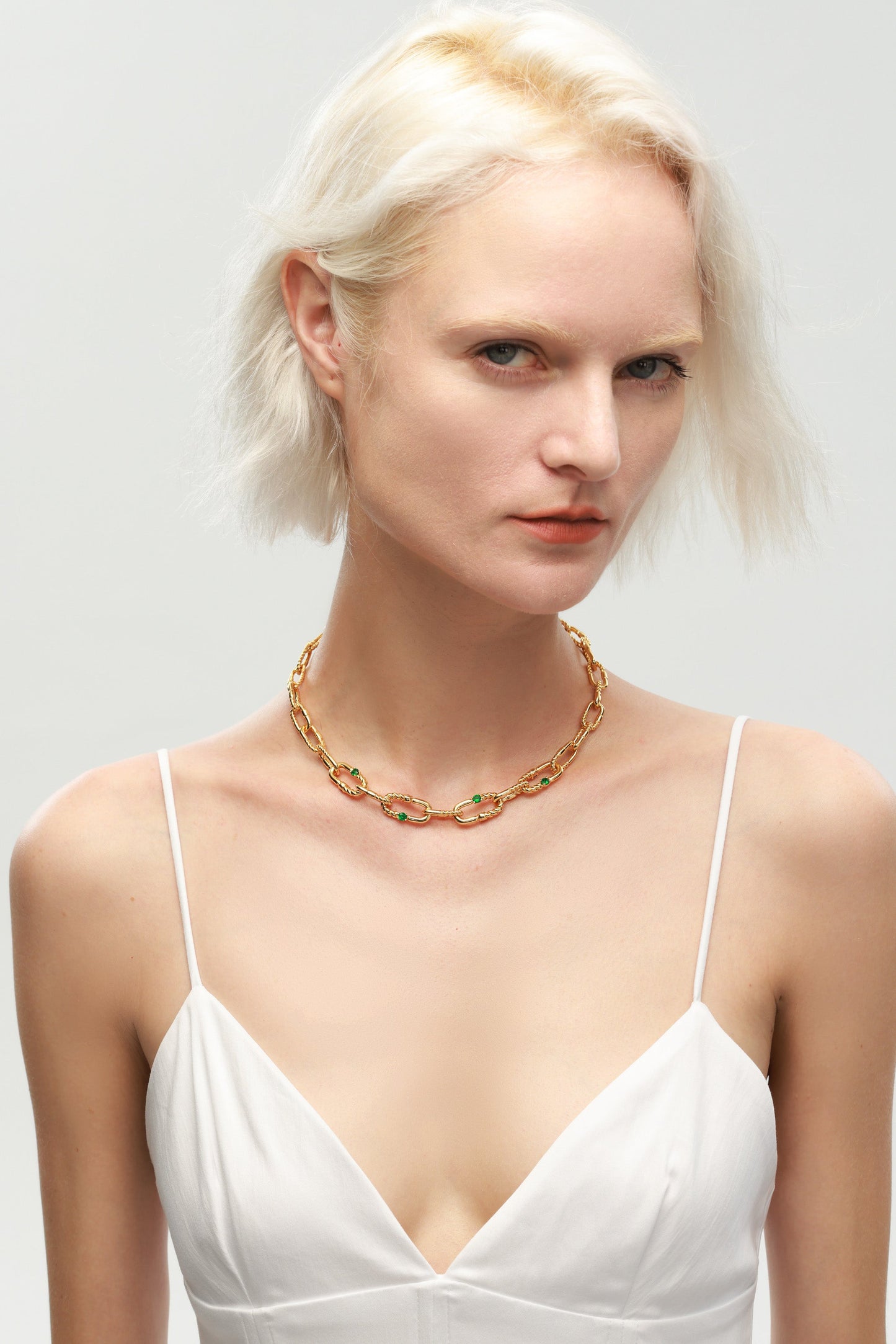 Double Colored Zirconia Gold Chain Necklace - Classicharms
