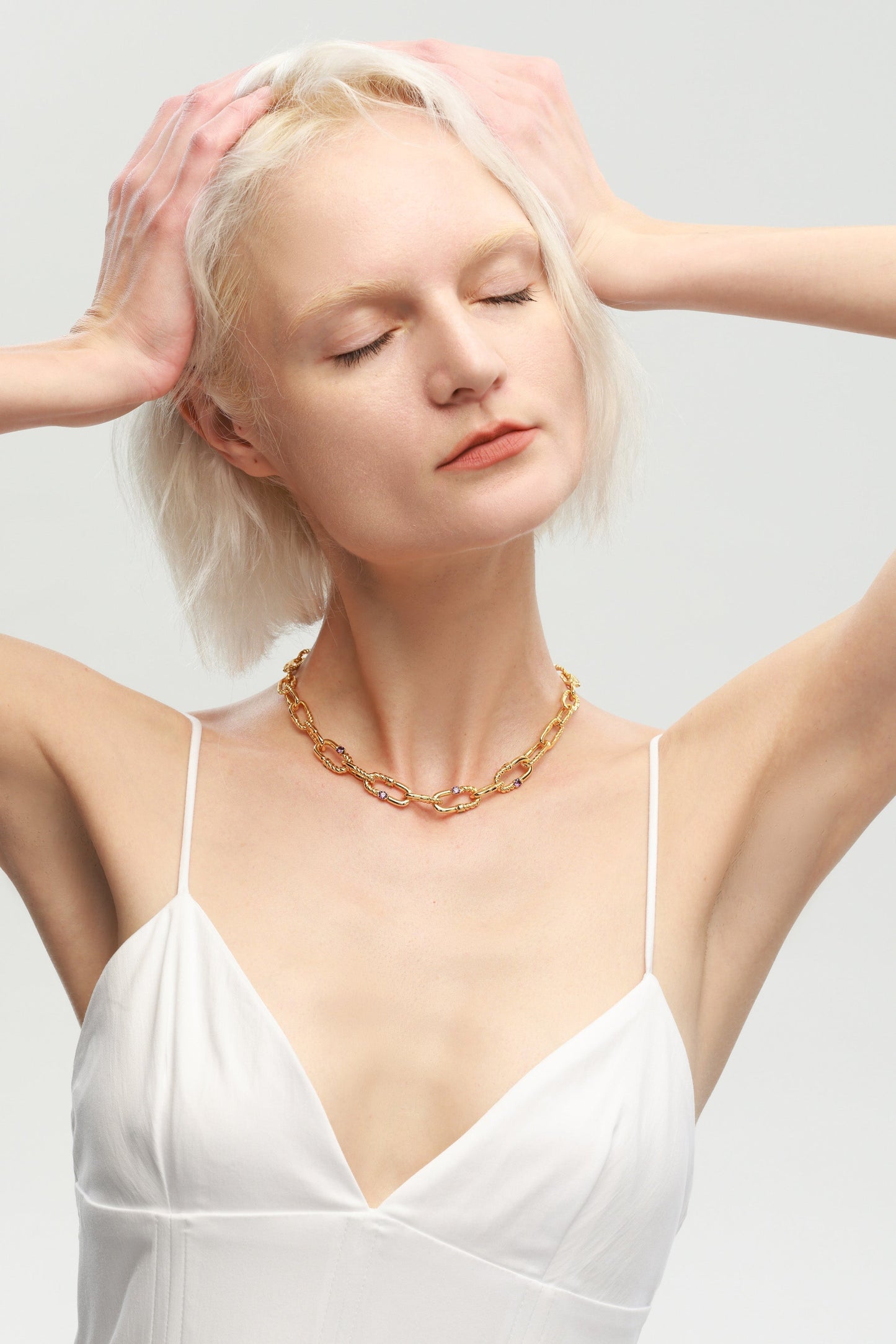 Double Colored Zirconia Gold Chain Necklace - Classicharms