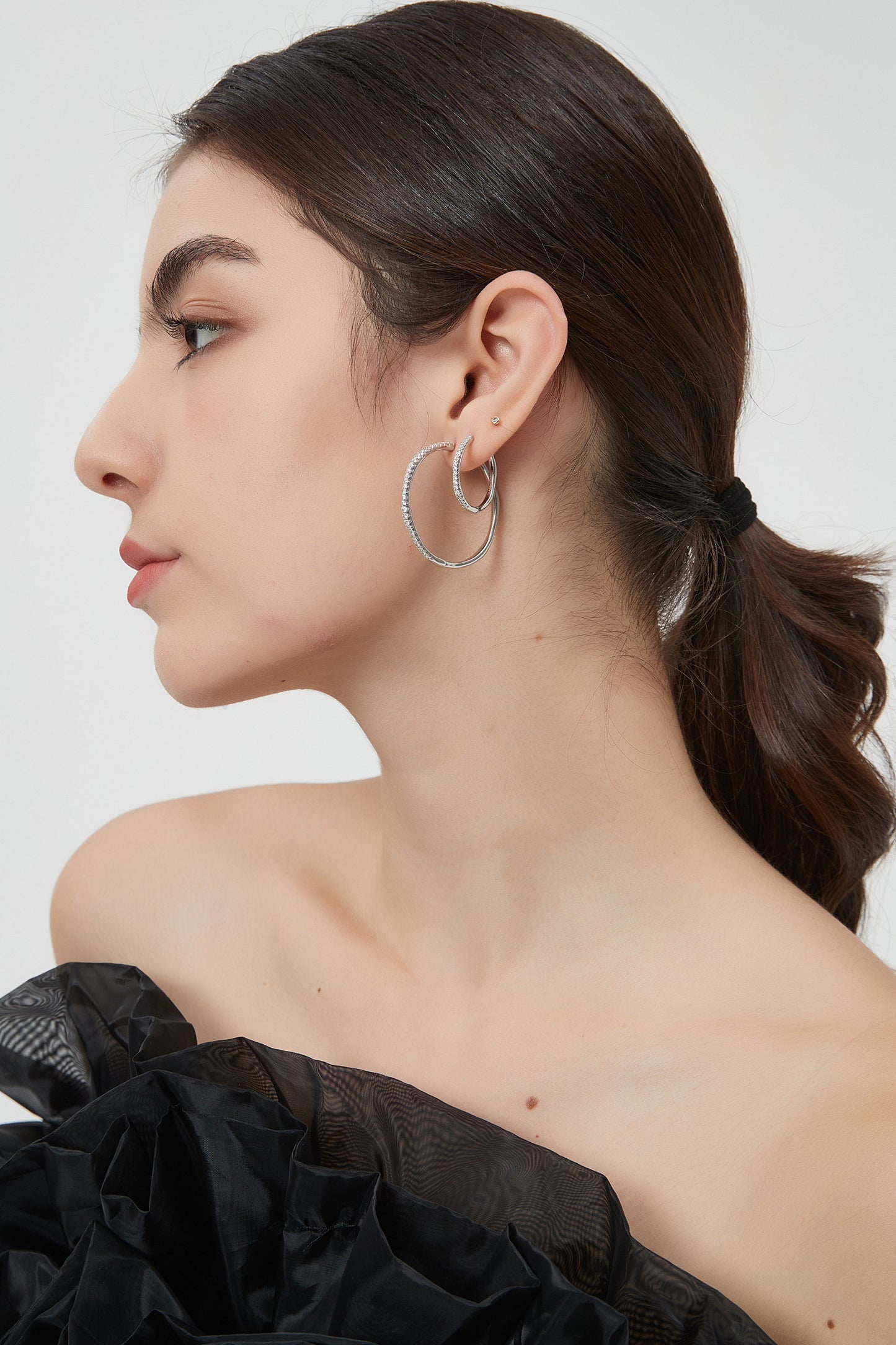 Gaia Celestial Sunburst Silver Diamond Mini Hoop Earrings