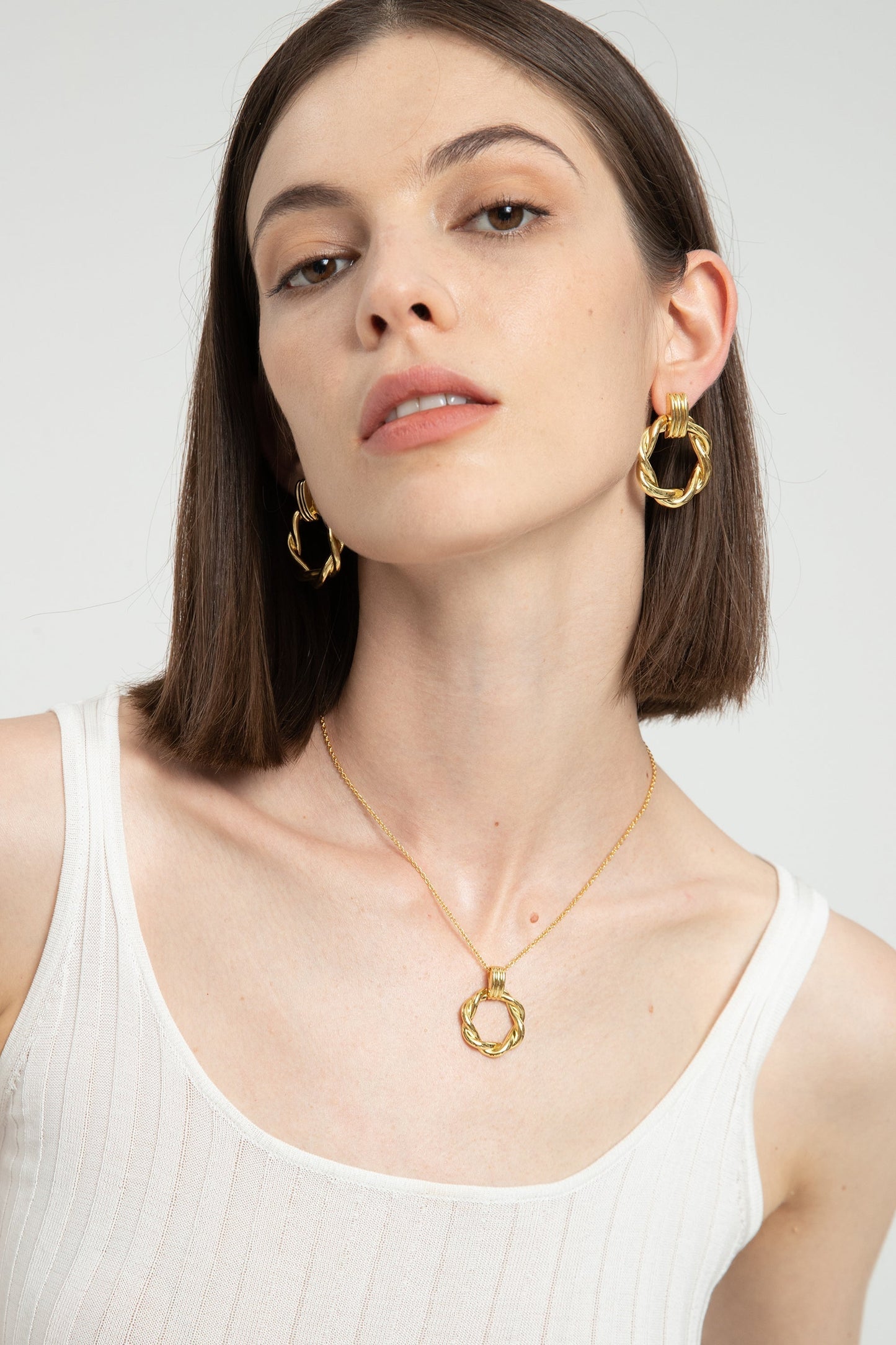 El¨¦a Gold Twisted Hoop Earrings - Classicharms