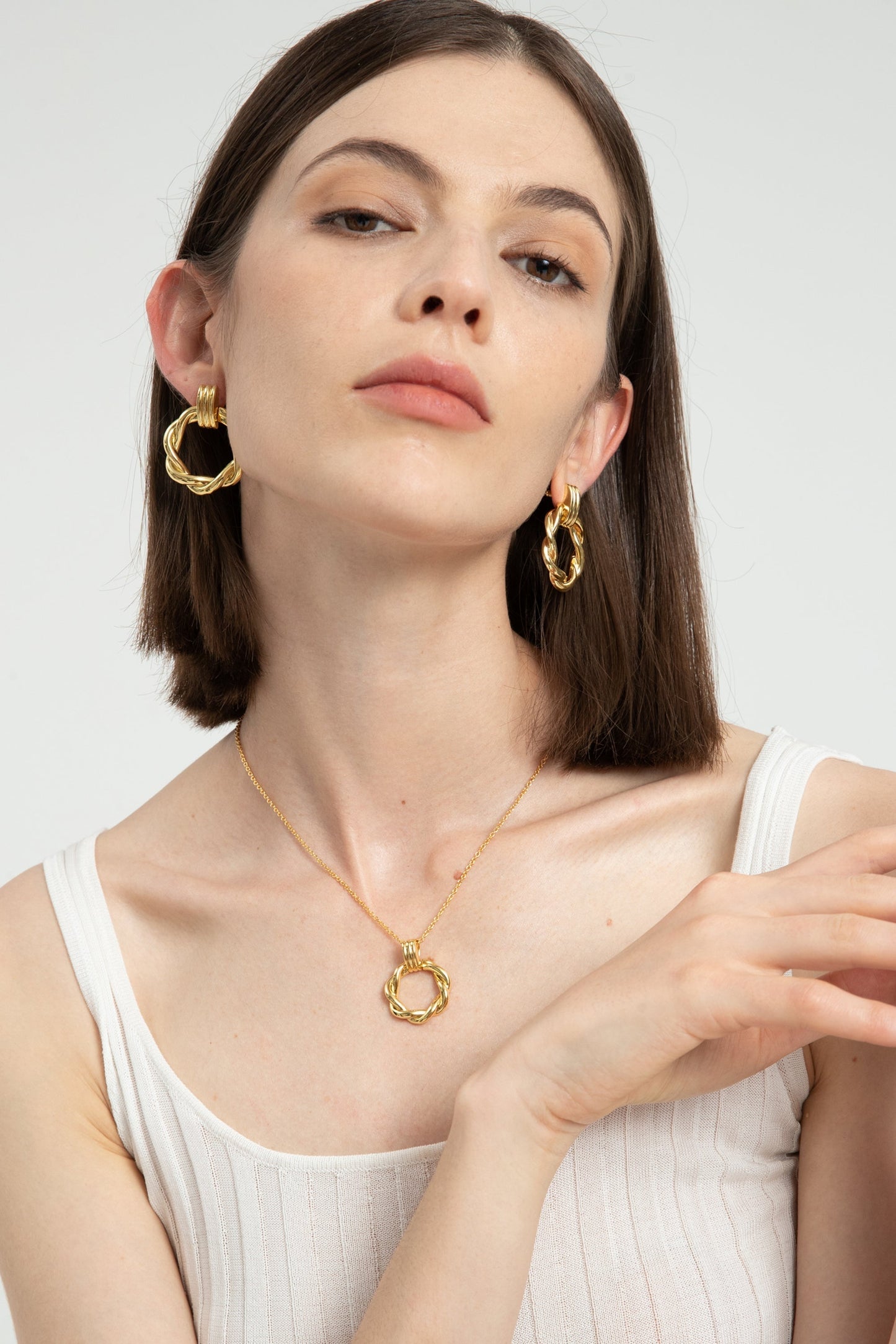 El¨¦a Gold Twisted Hoop Earrings - Classicharms