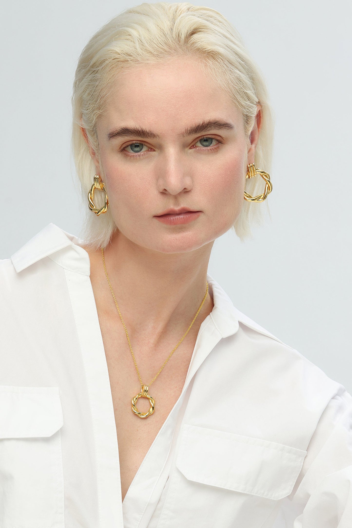 El¨¦a Gold Twisted Hoop Earrings - Classicharms