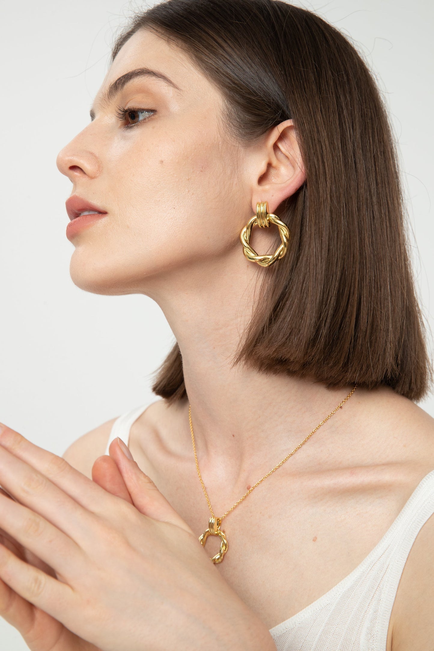 El¨¦a Gold Twisted Hoop Earrings - Classicharms