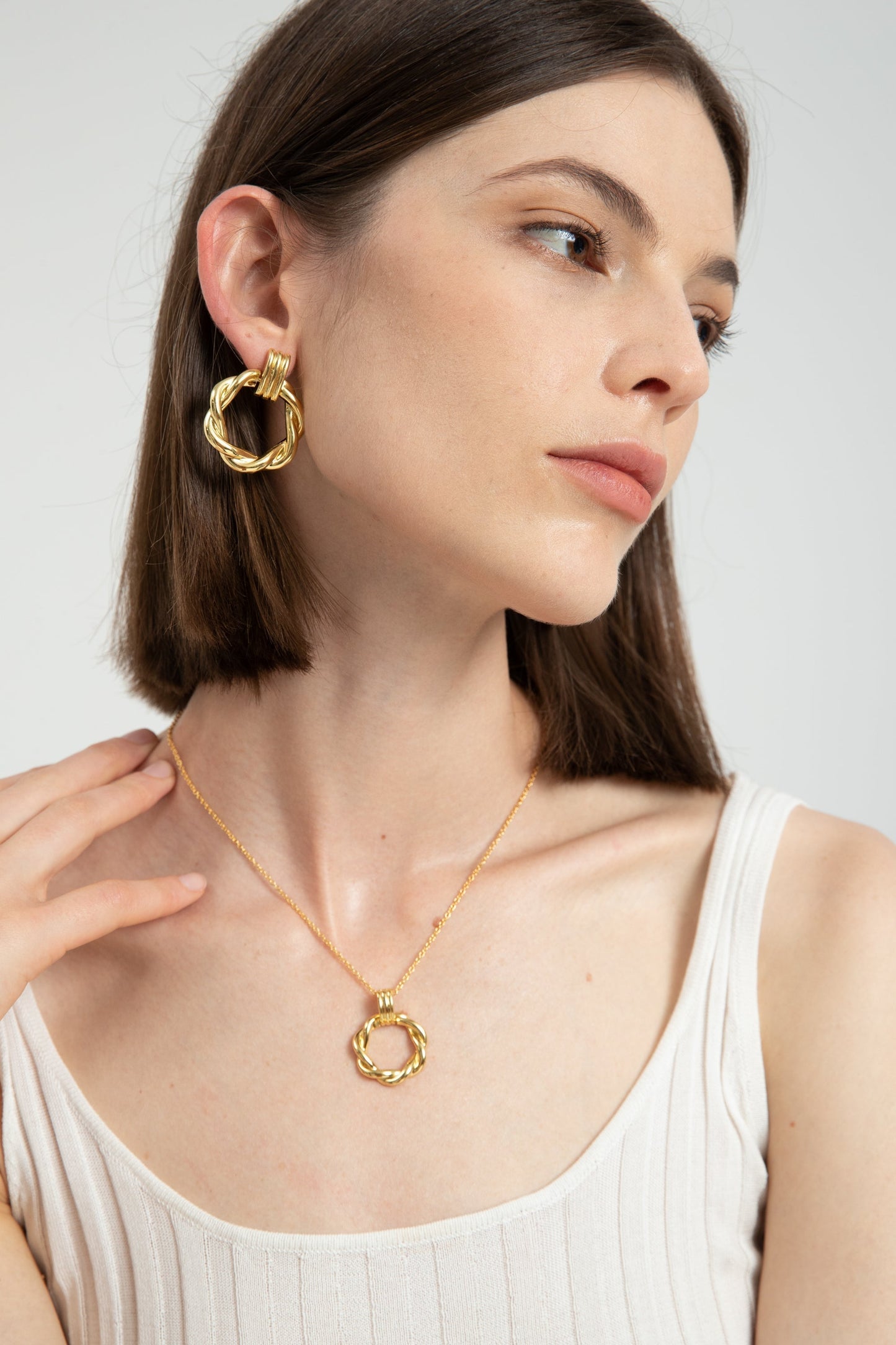 El¨¦a Gold Twisted Hoop Earrings - Classicharms