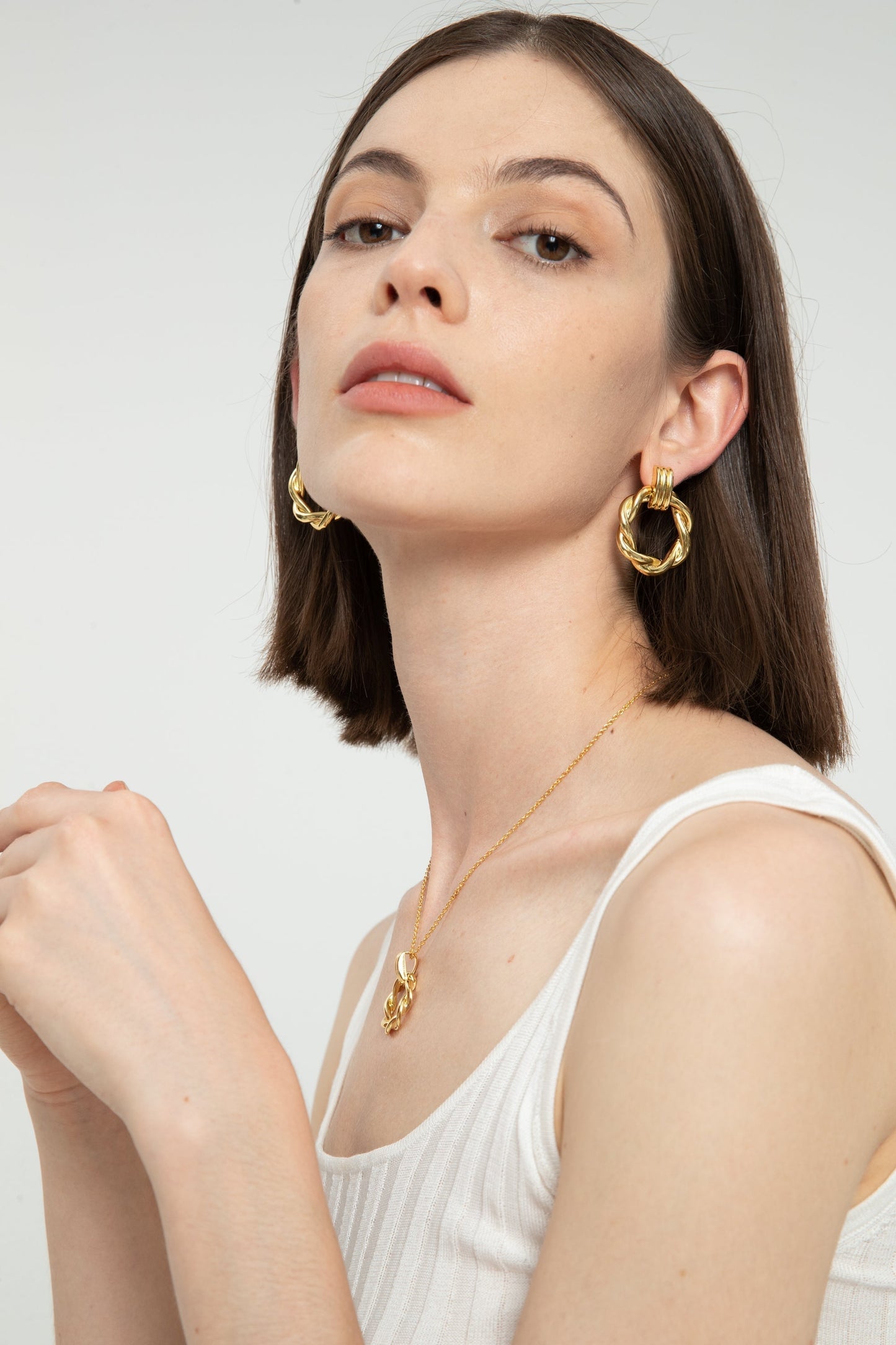 El¨¦a Gold Twisted Hoop Earrings - Classicharms