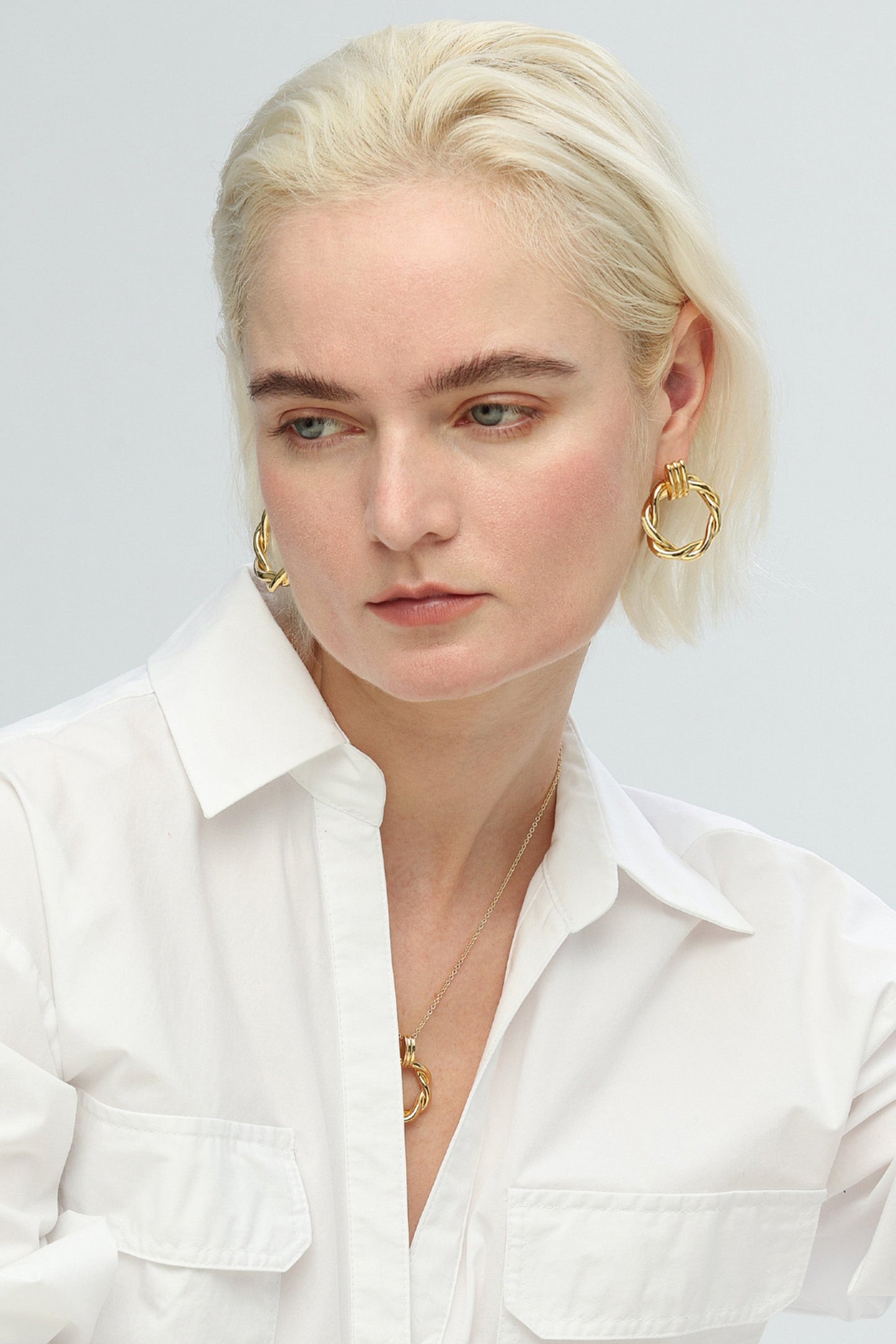 El¨¦a Gold Twisted Hoop Earrings - Classicharms