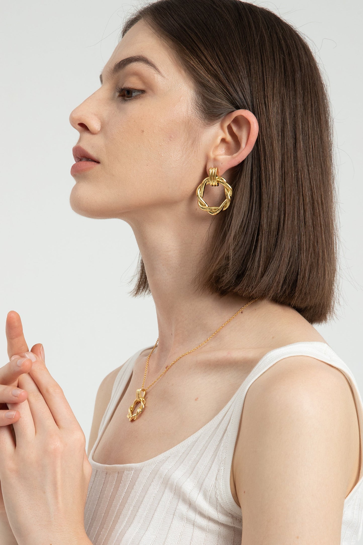 El¨¦a Gold Twisted Hoop Earrings - Classicharms