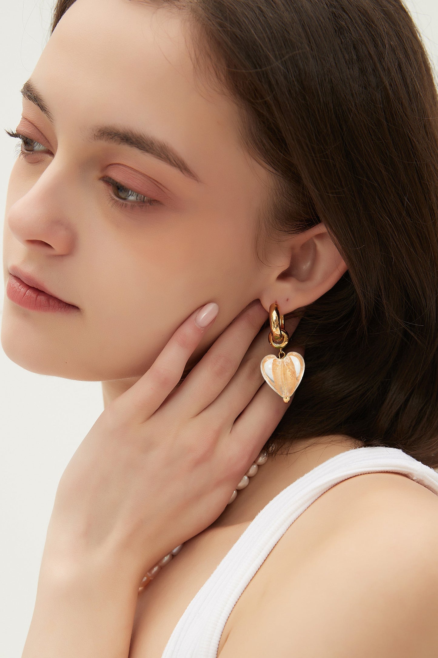 Esm¨¦e Amber Glaze Heart Dangle Earrings - Classicharms