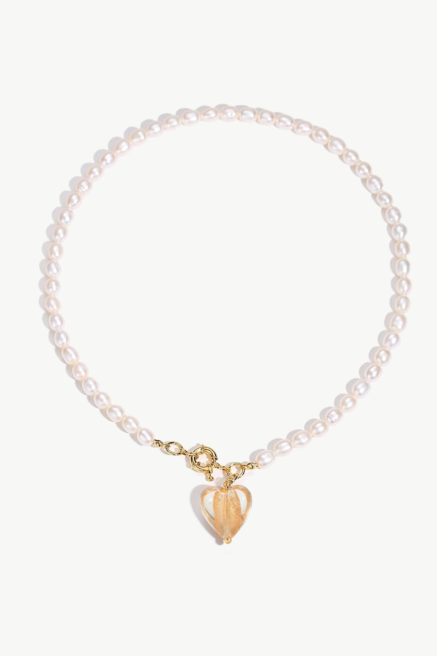 Esm¨¦e Amber Glaze Heart Pendant Pearl Necklace - Classicharms