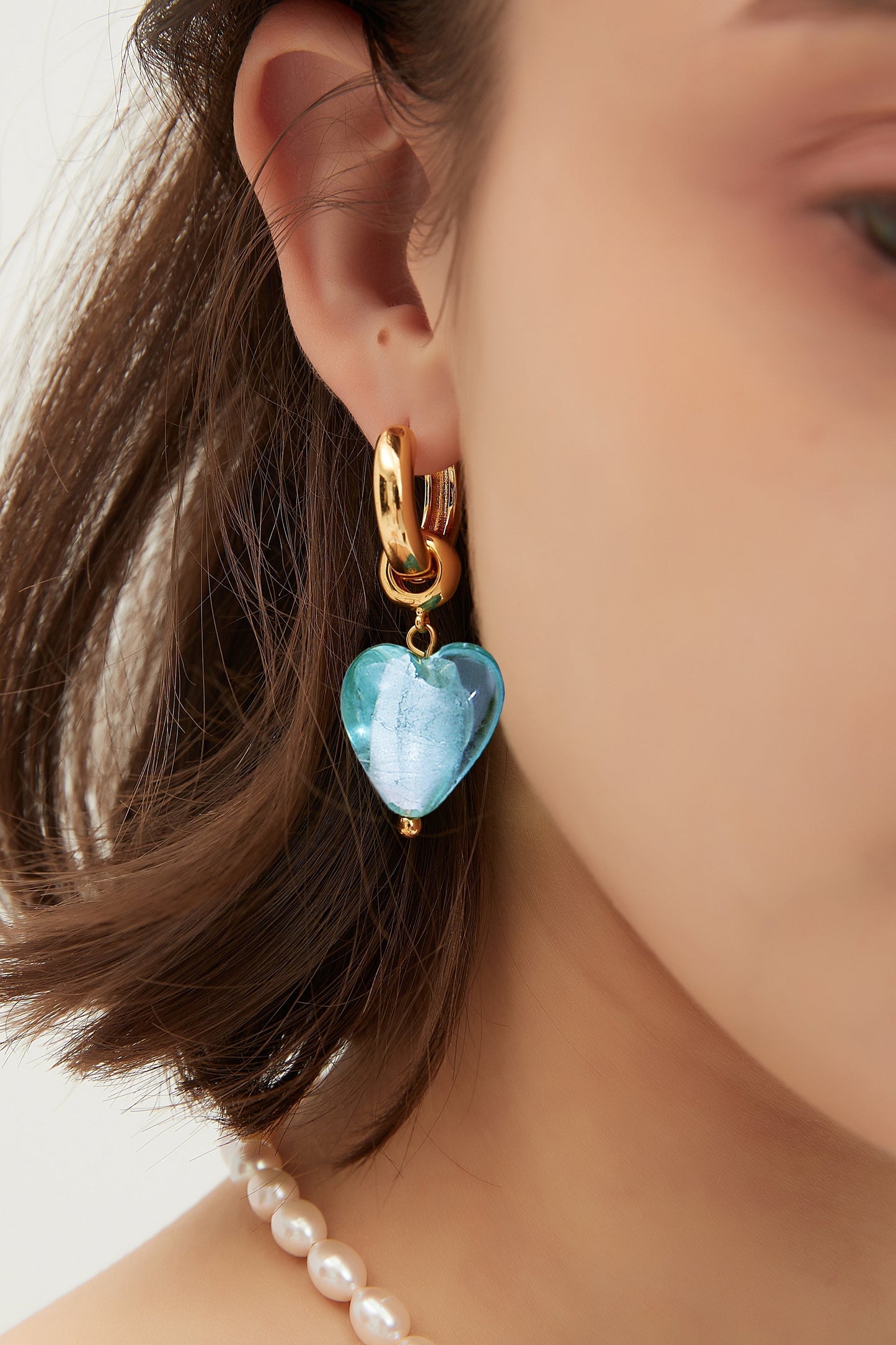 Esm¨¦e Aquamarine Glaze Heart Dangle Earrings - Classicharms