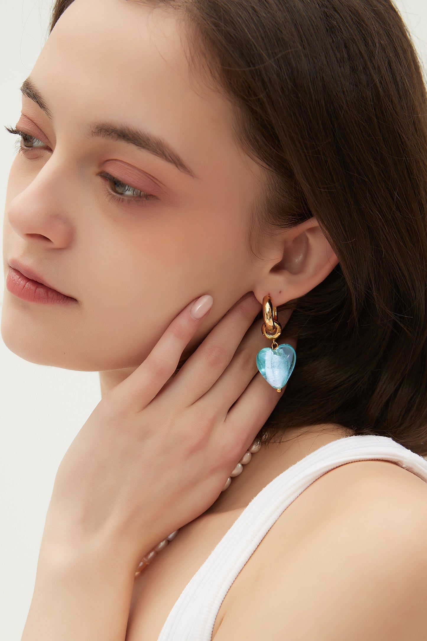 Esm¨¦e Aquamarine Glaze Heart Dangle Earrings - Classicharms
