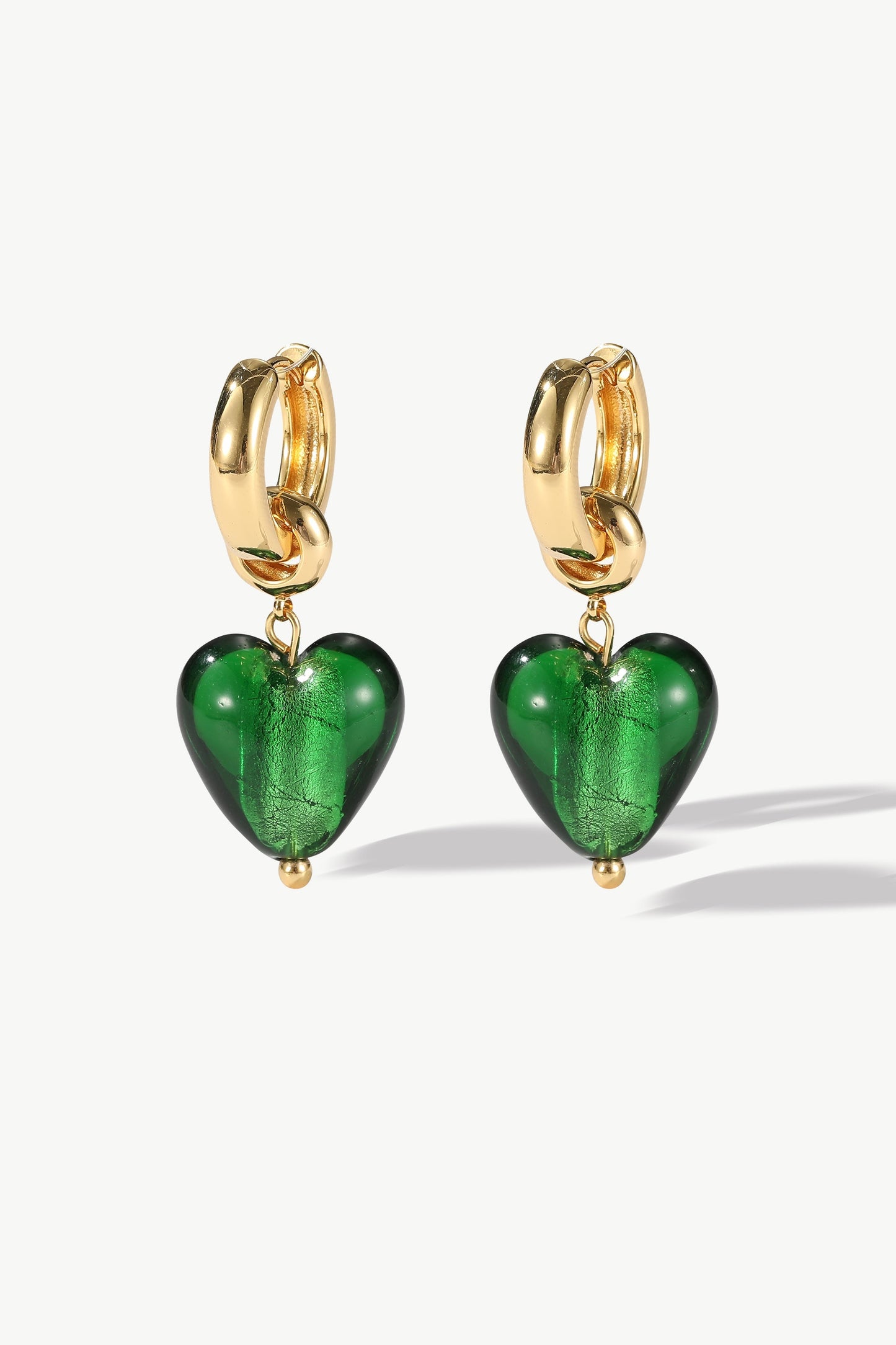 Esm¨¦e Green Glaze Heart Dangle Earrings - Classicharms