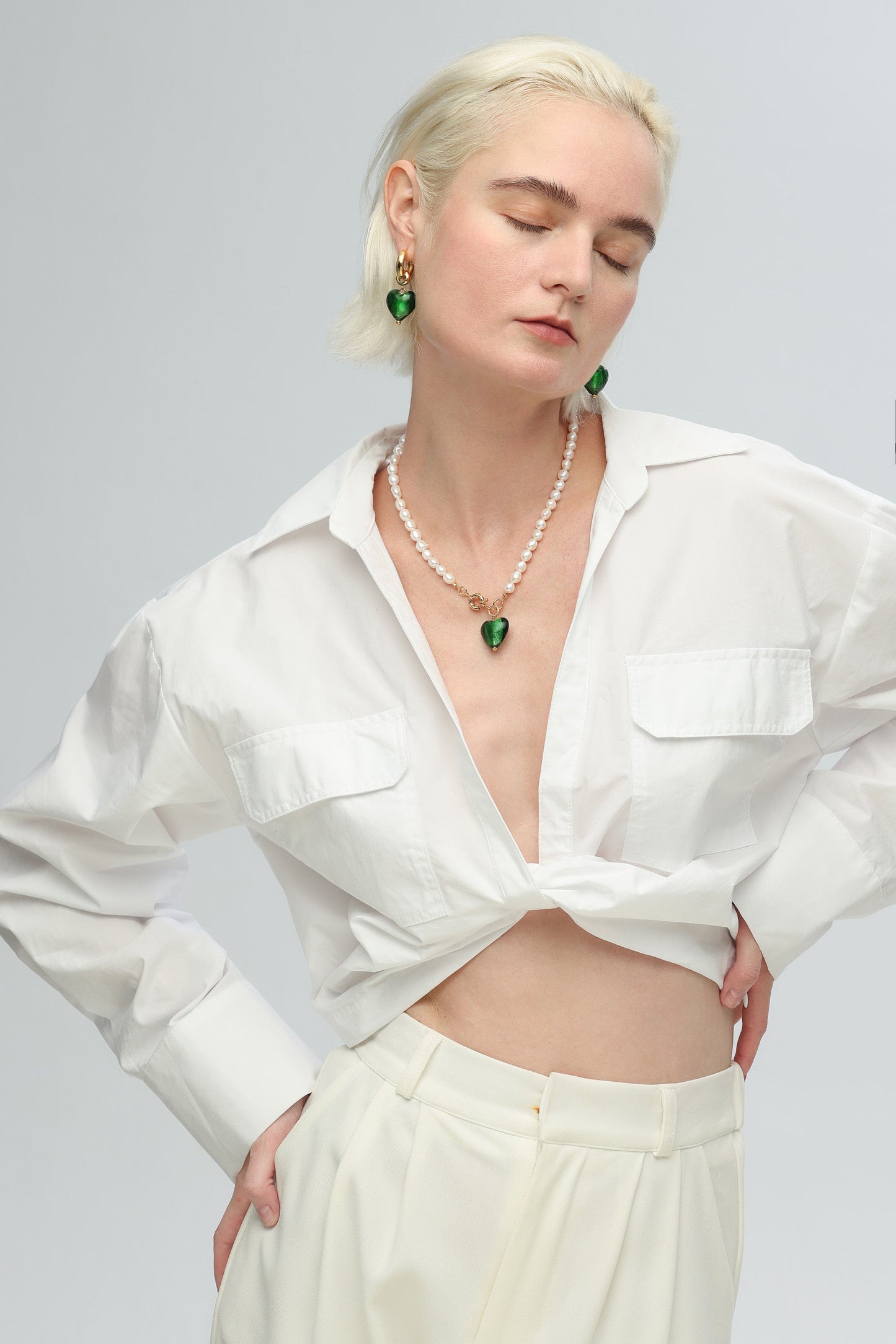 Esm¨¦e Green Glaze Heart Dangle Earrings - Classicharms