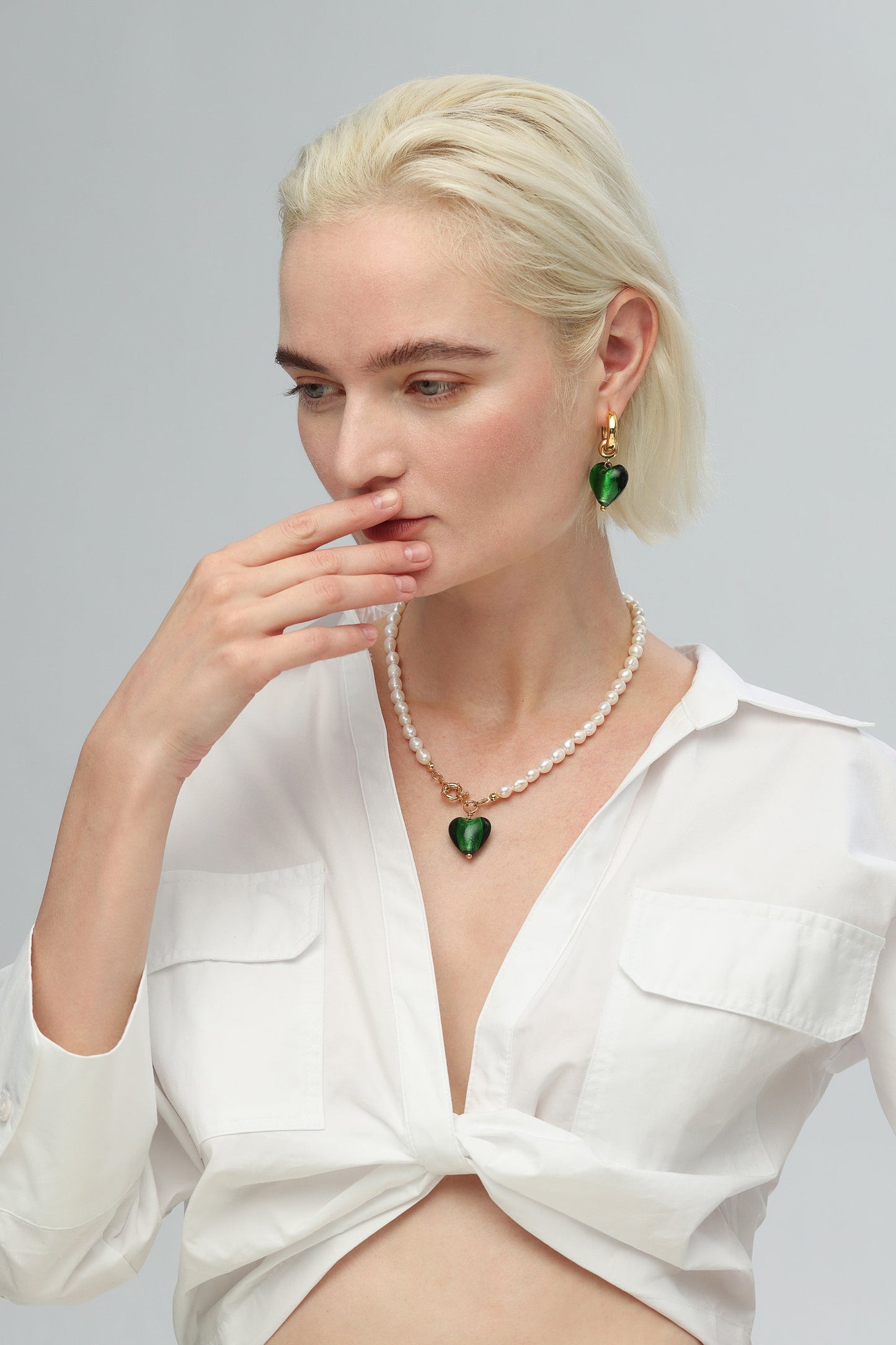 Esm¨¦e Green Glaze Heart Dangle Earrings - Classicharms