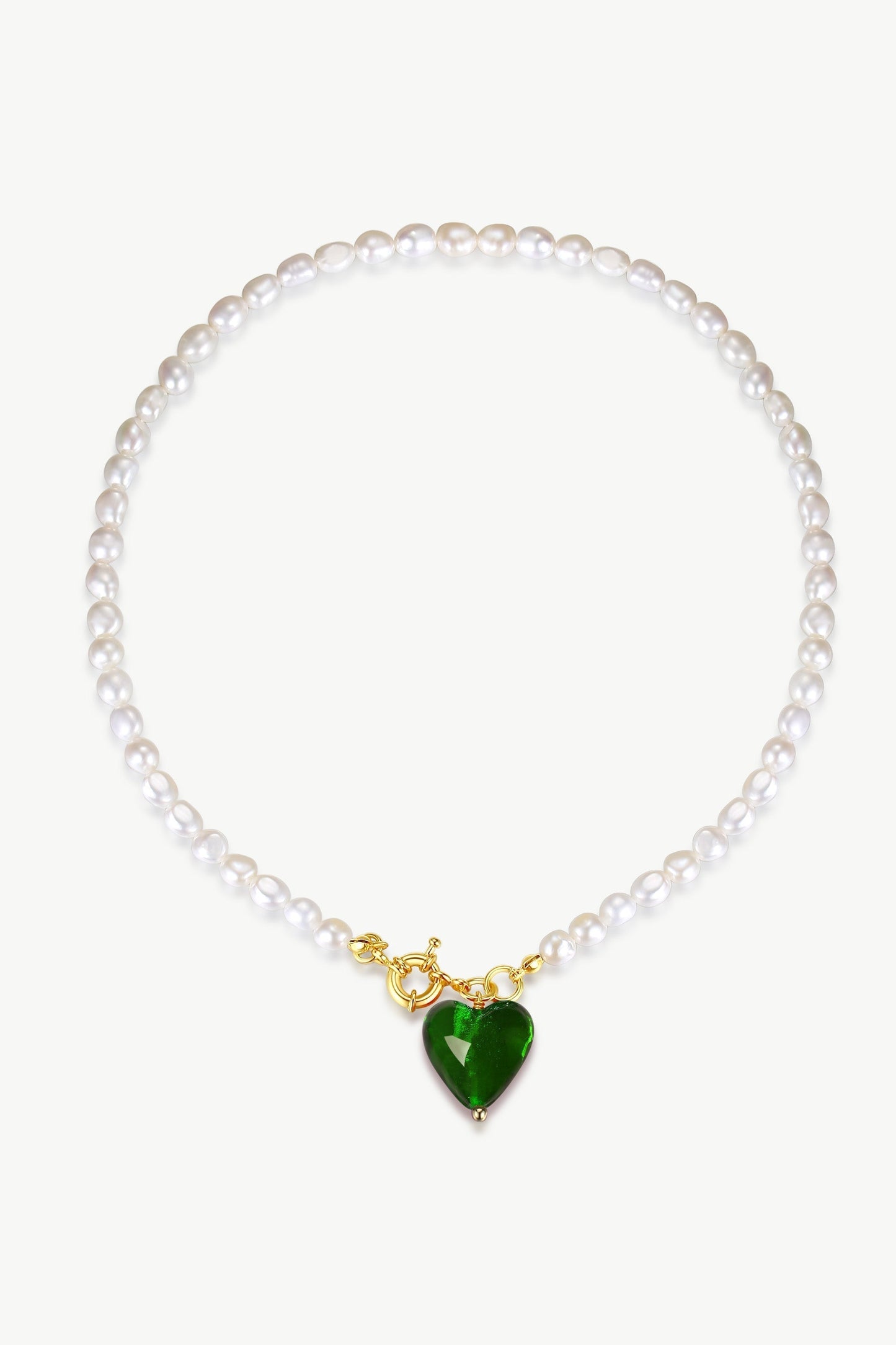 Esm¨¦e Green Glaze Heart Pendant Pearl Necklace - Classicharms