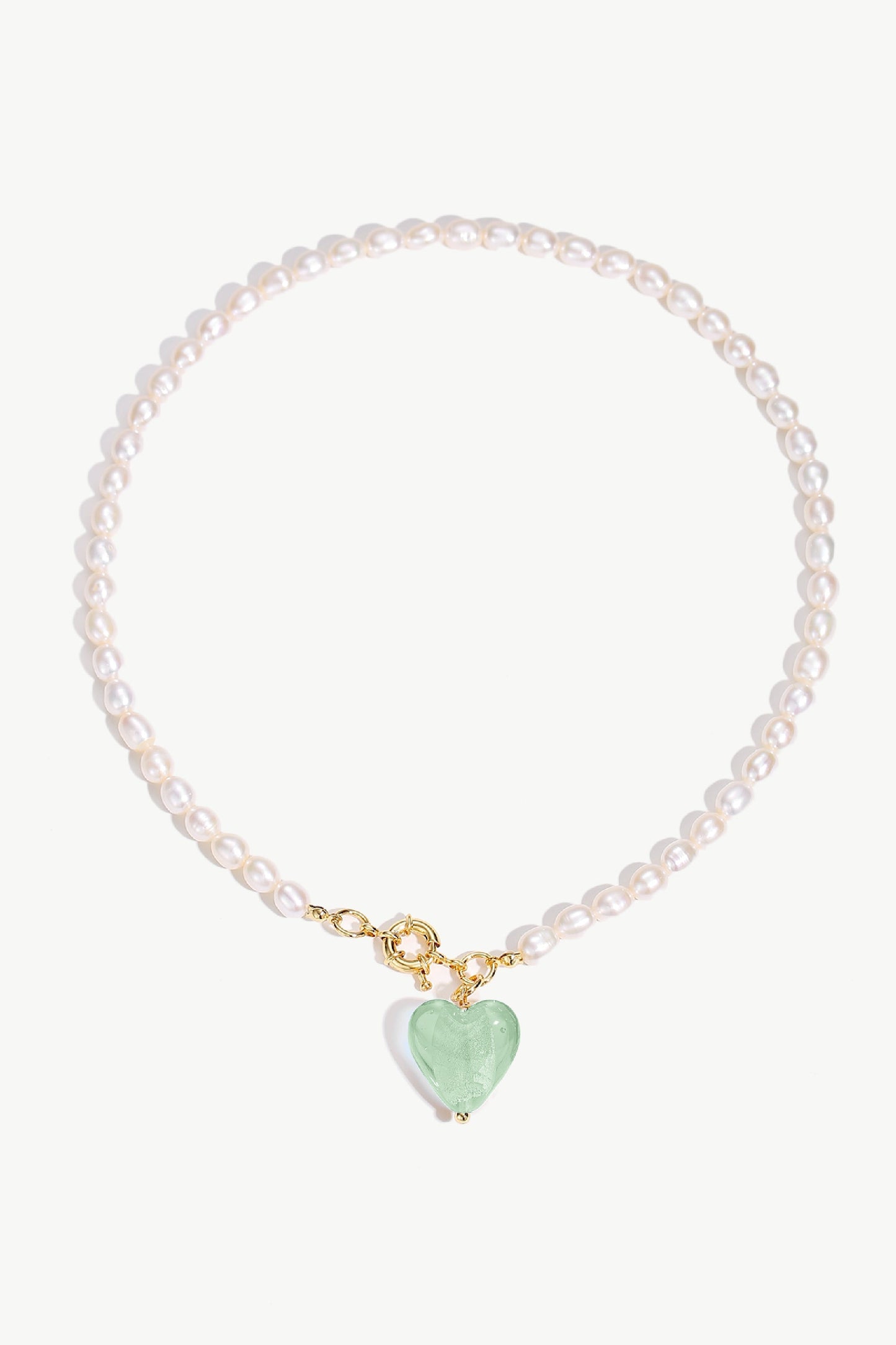 Esm¨¦e Lime Green Glaze Heart Pendant Pearl Necklace - Classicharms