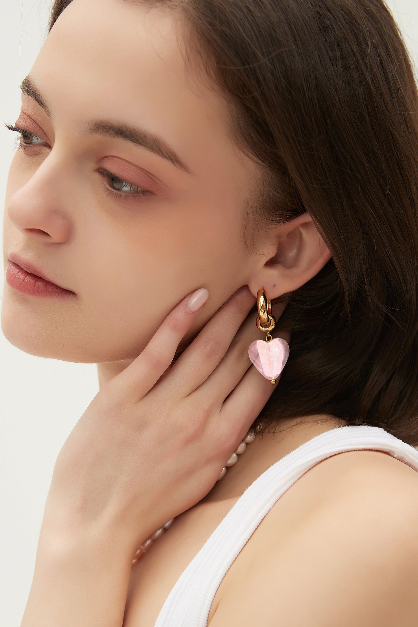 Esm¨¦e Pink Glaze Heart Dangle Earrings - Classicharms