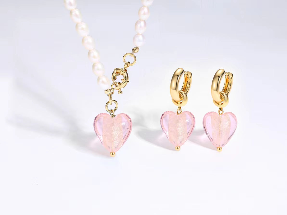 Esm¨¦e Pink Glaze Heart Dangle Earrings - Classicharms