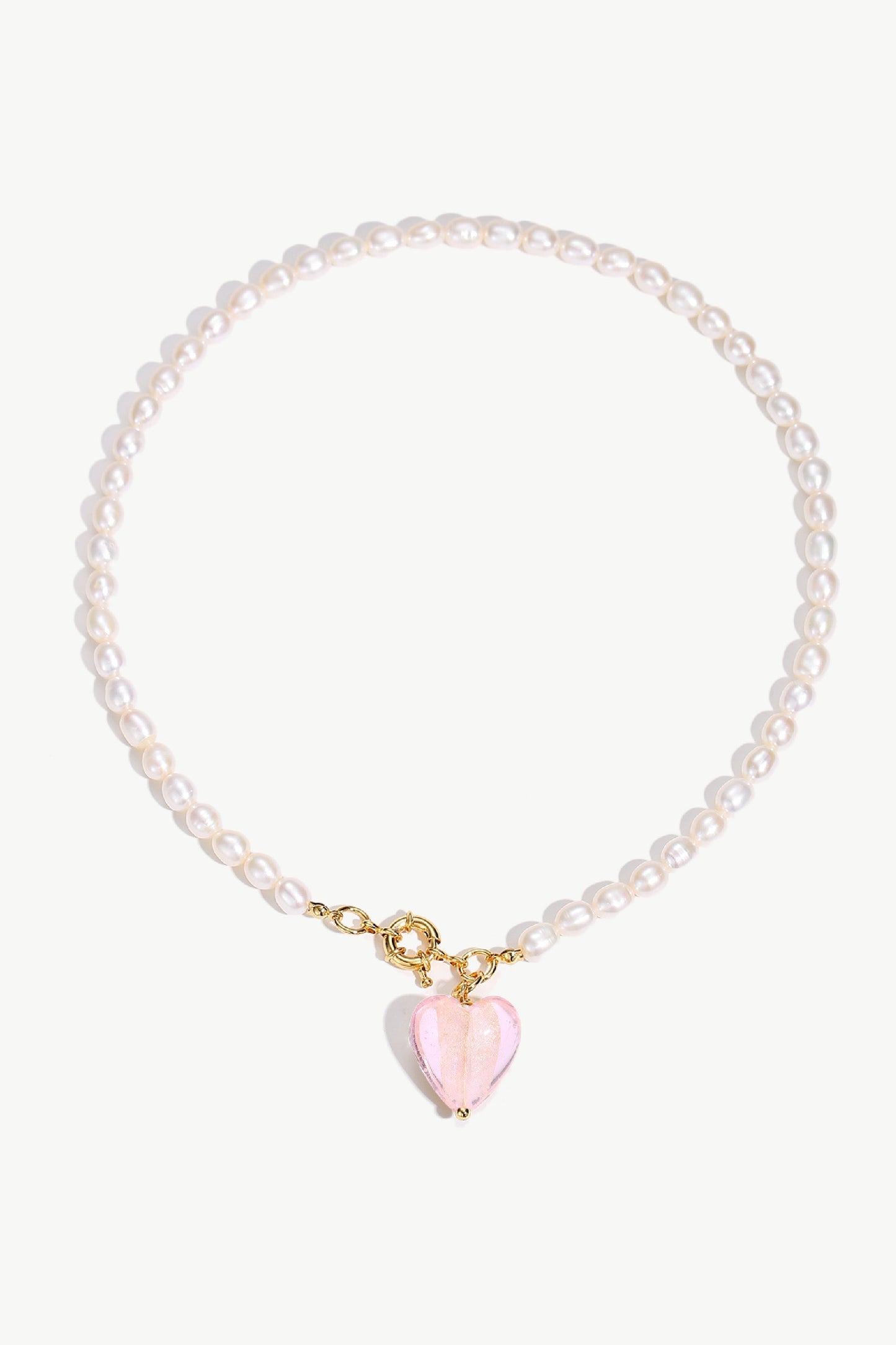 Esm¨¦e Pink Glaze Heart Pendant Pearl Necklace - Classicharms