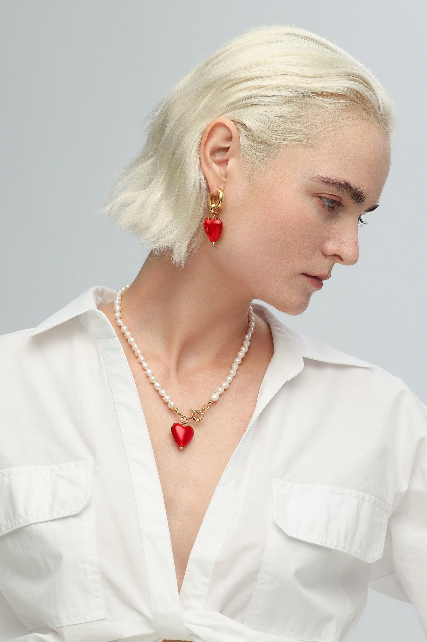 Esm¨¦e Red Glaze Heart Dangle Earrings - Classicharms