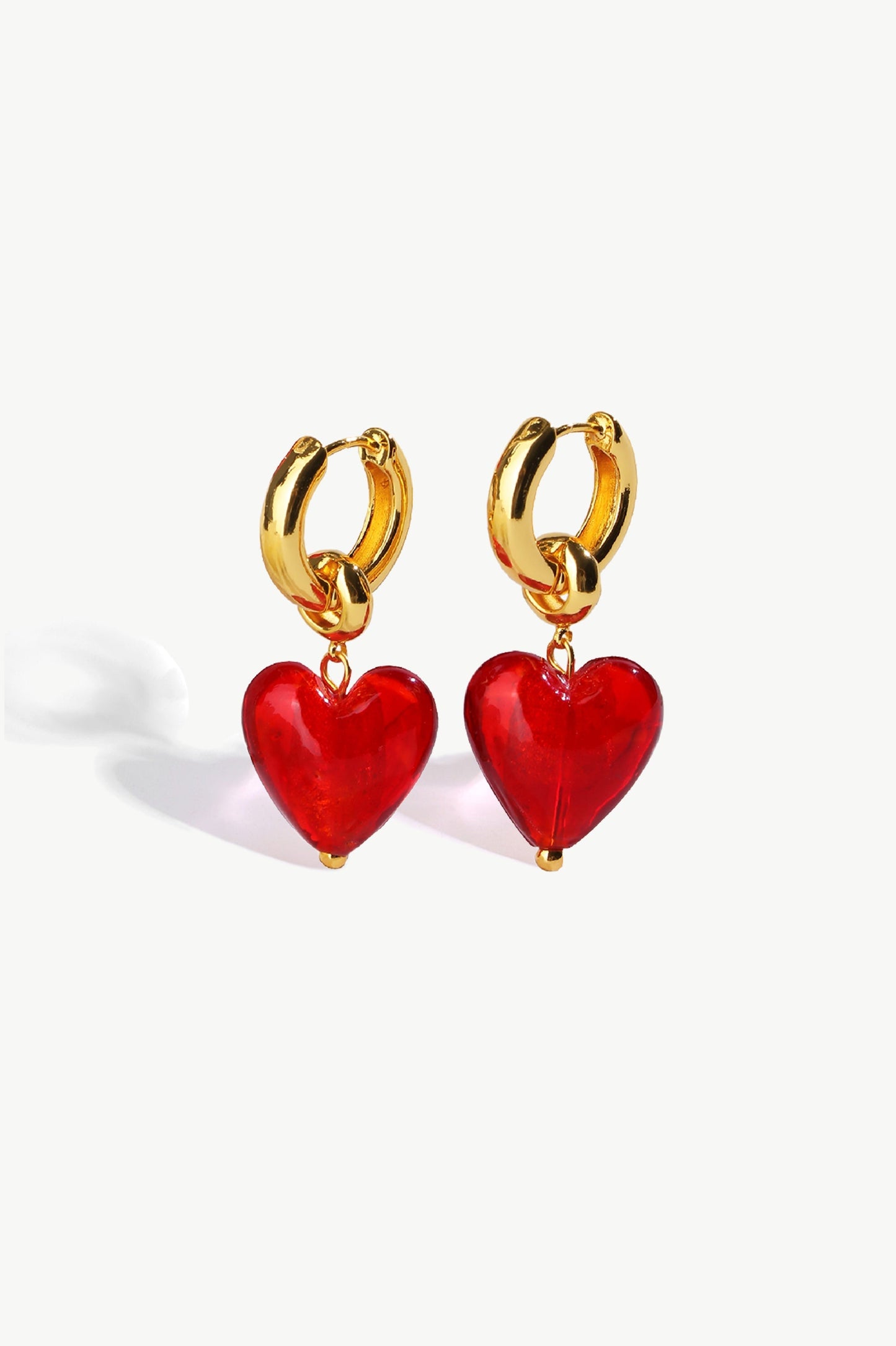 Esm¨¦e Red Glaze Heart Dangle Earrings - Classicharms