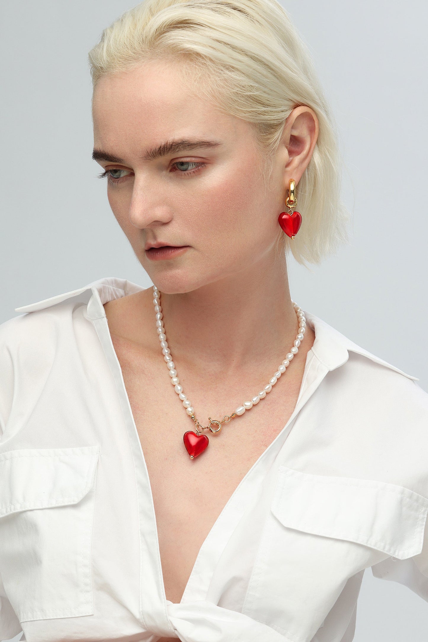 Esm¨¦e Red Glaze Heart Dangle Earrings - Classicharms