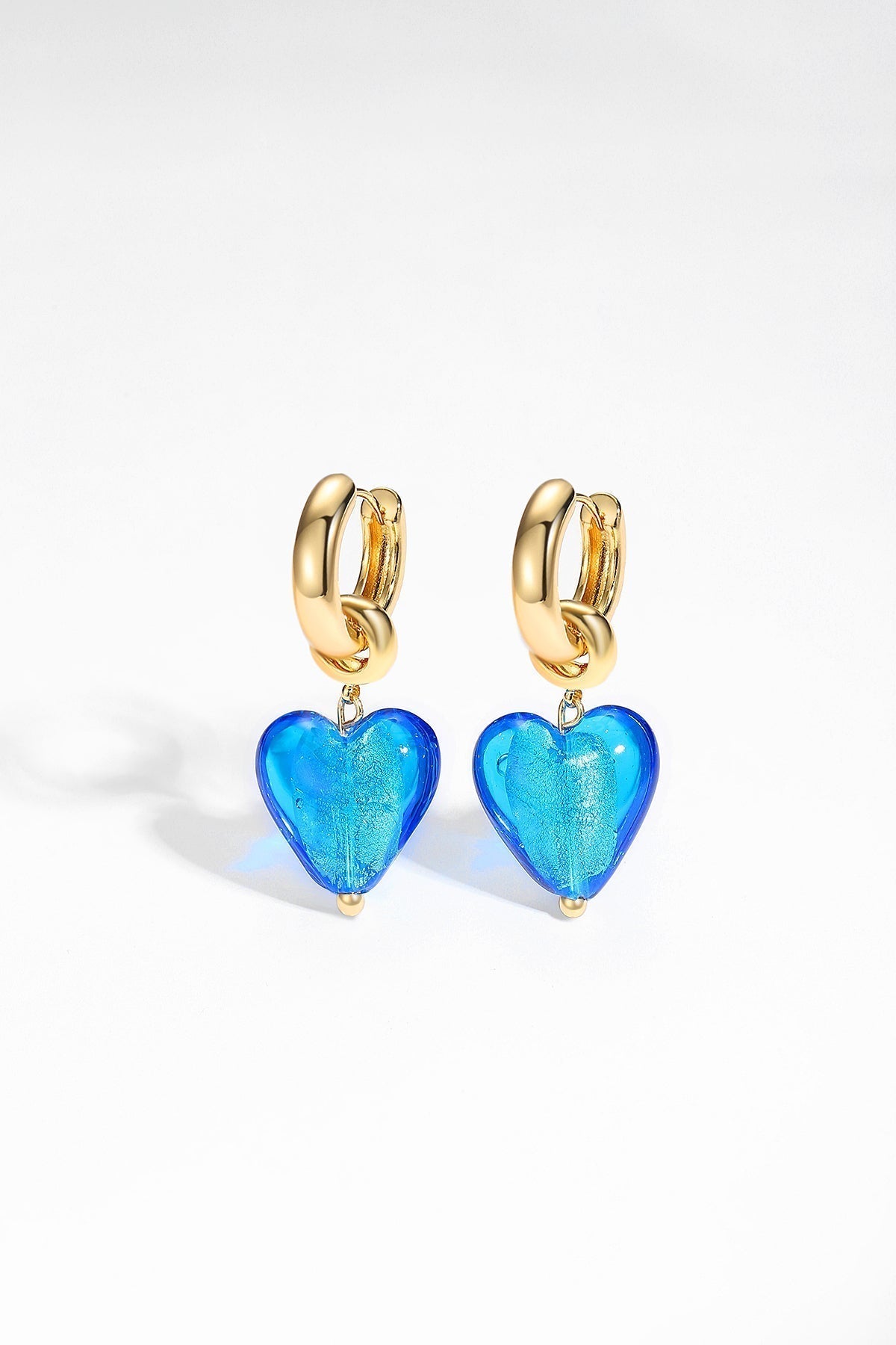 Esm¨¦e Sky Blue Glaze Heart Dangle Earrings - Classicharms
